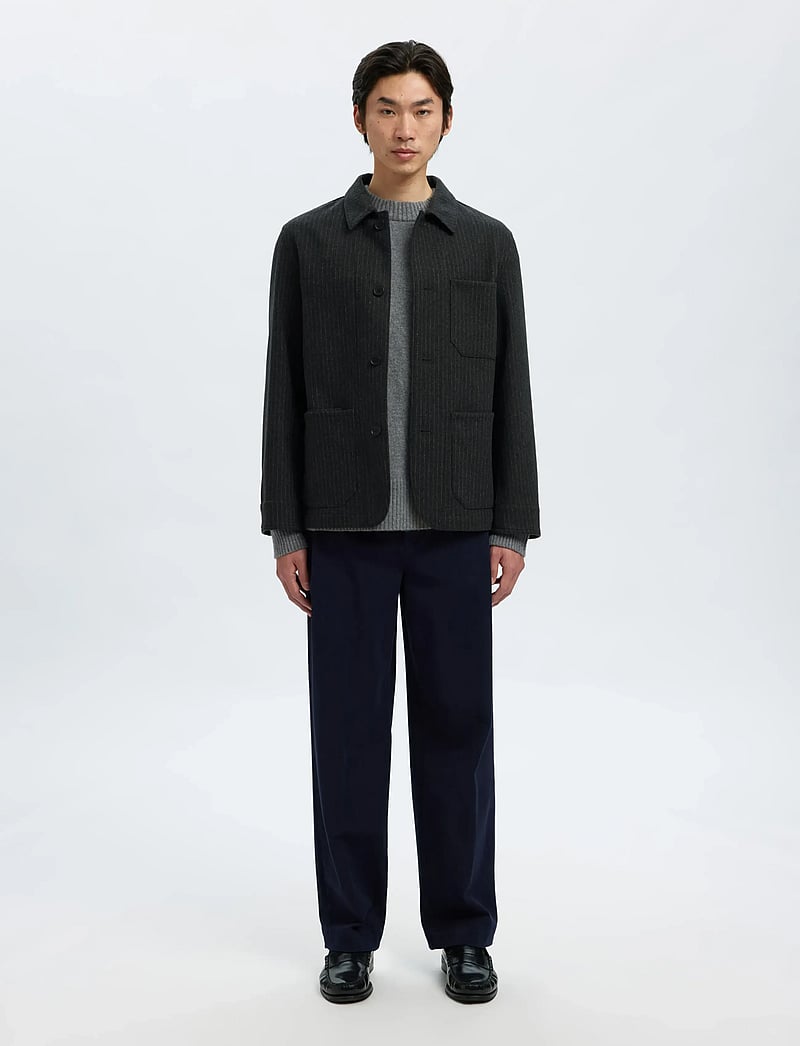 Selected - SLM-LANDON WOOL BLEND HYBRID BLAZER NOOS - einreiher - grey - 4