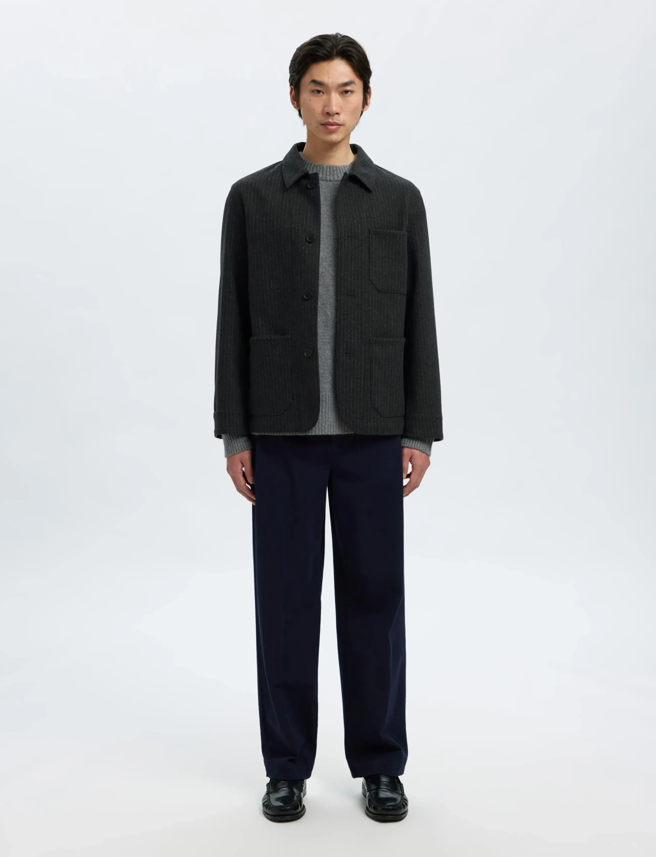 Selected - SLM-LANDON WOOL BLEND HYBRID BLAZER NOOS - enkeltradede blazere - grey - 4