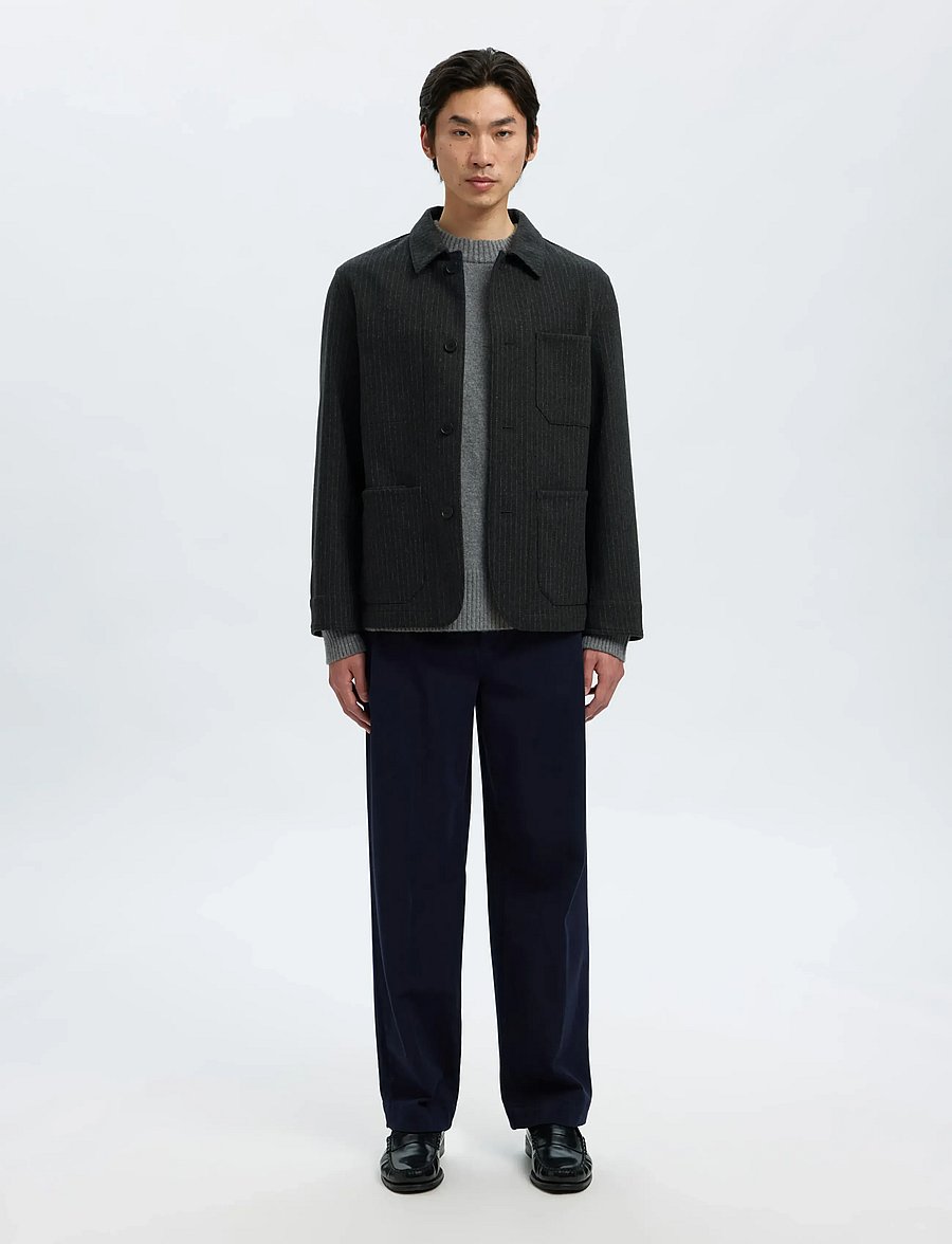 Selected - SLM-LANDON WOOL BLEND HYBRID BLAZER NOOS - enkeltradede blazere - grey - 4