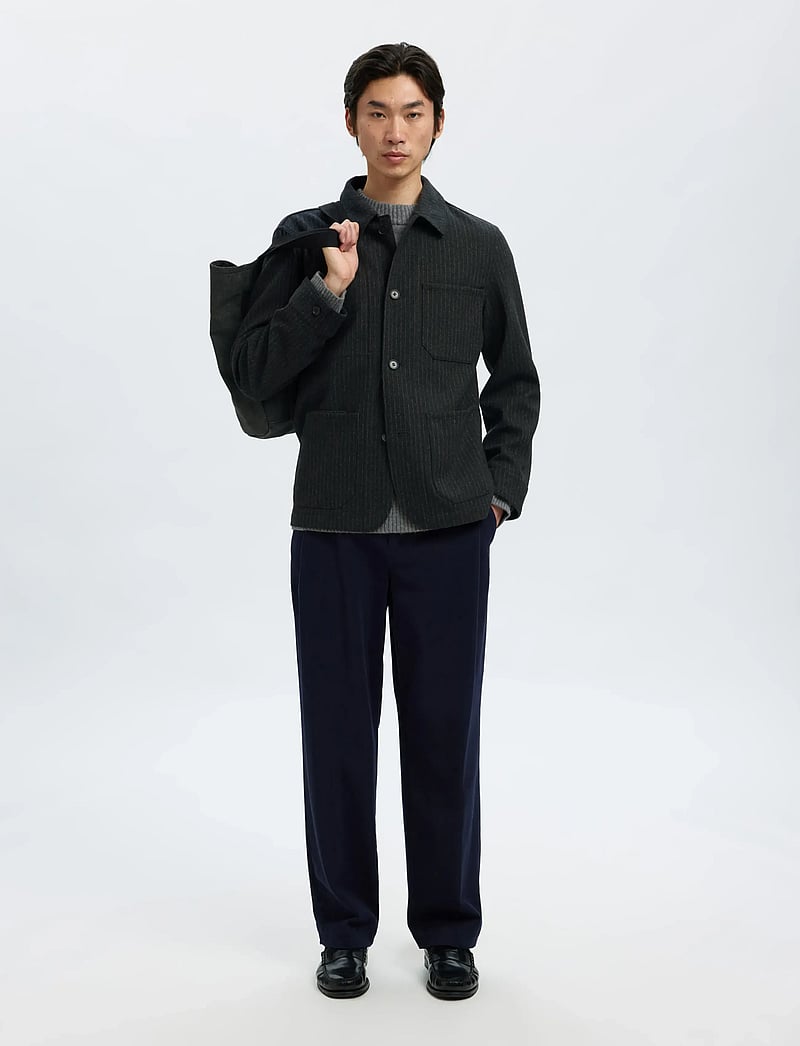 Selected - SLM-LANDON WOOL BLEND HYBRID BLAZER NOOS - einreiher - grey - 5