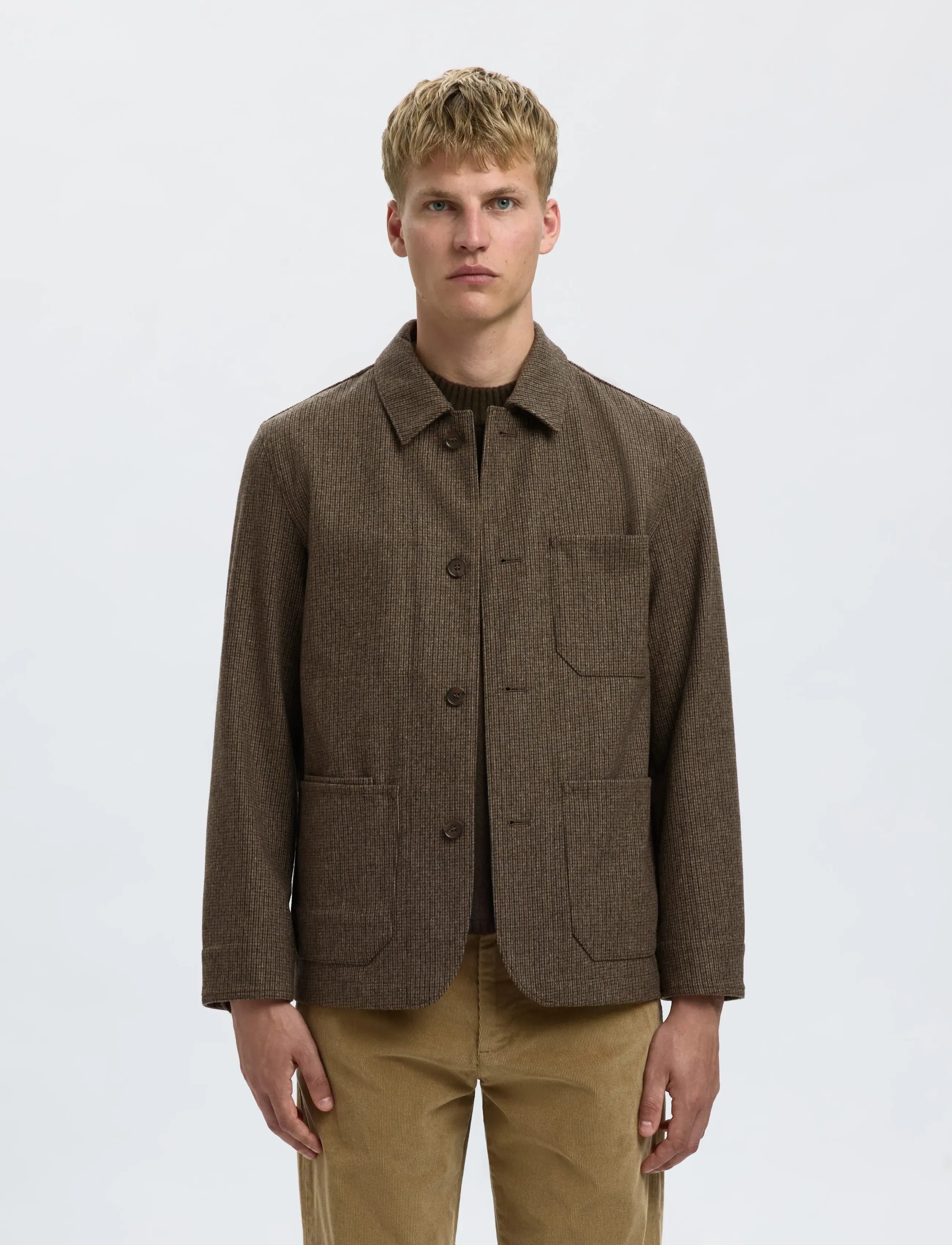 Selected Slm-Landon Wool Blend Hybrid Blazer Noos, XL, Blazer, Braun - Single Breasted Männerswear