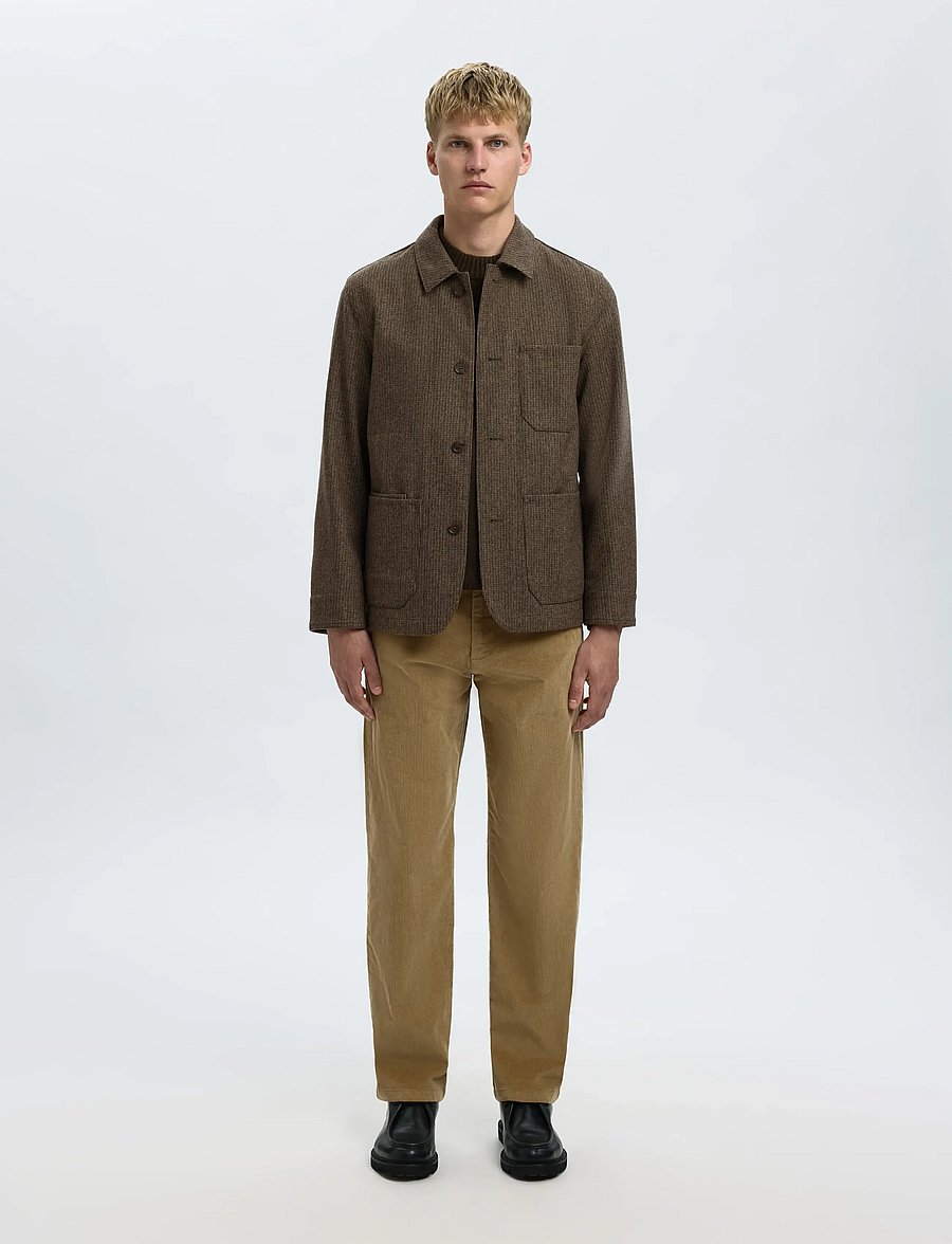 Selected - SLM-LANDON WOOL BLEND HYBRID BLAZER NOOS - einreiher - morel - 4