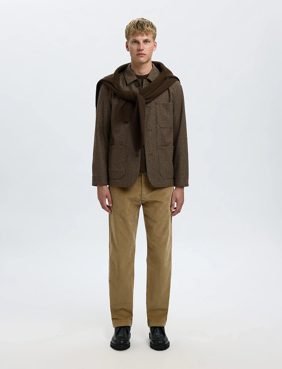Selected - SLM-LANDON WOOL BLEND HYBRID BLAZER NOOS - einreiher - morel - 5