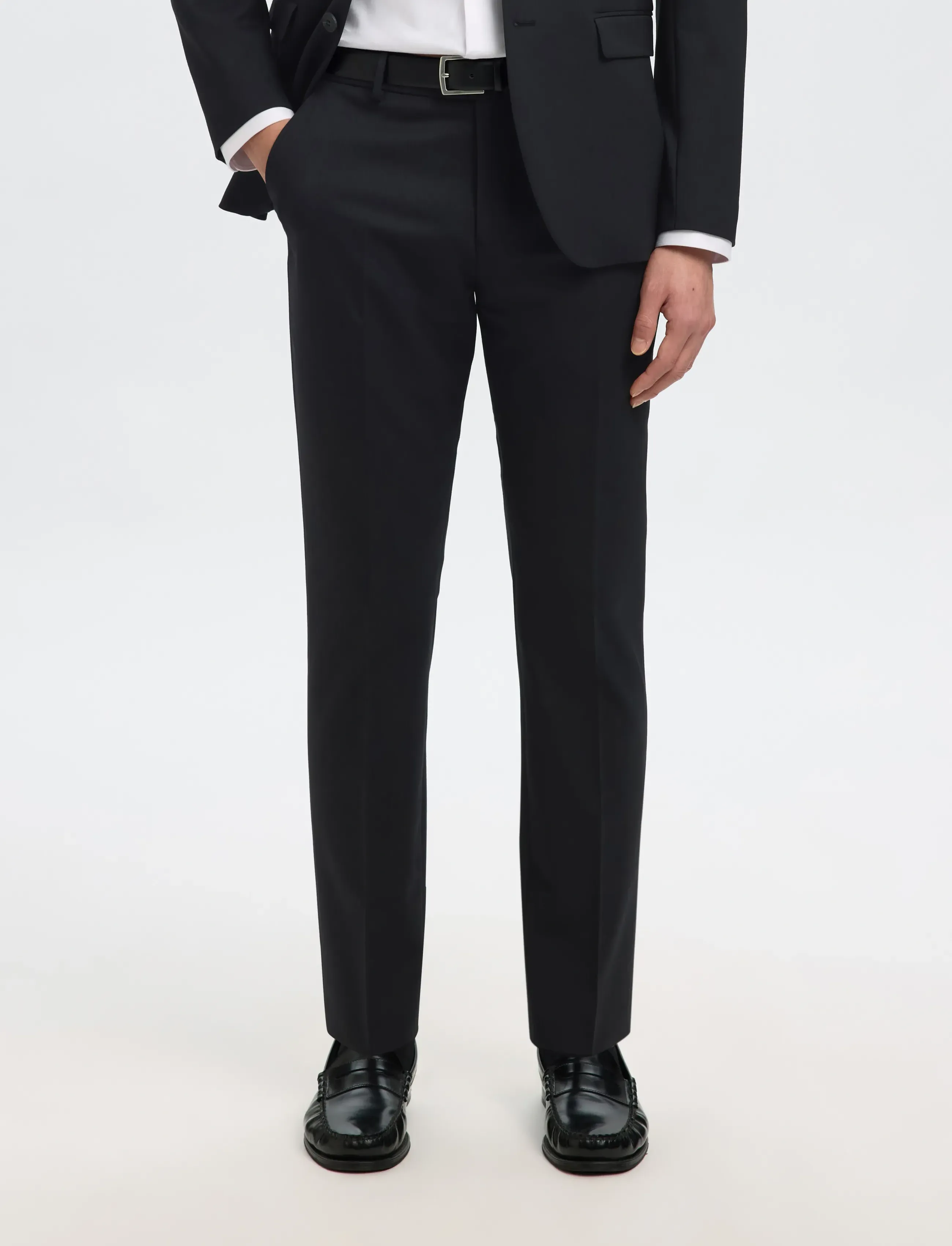 Selected SLMSLIM-THEO WOOL BLEND TRS FLEX NOOS - Kollektionen - BLACK / black