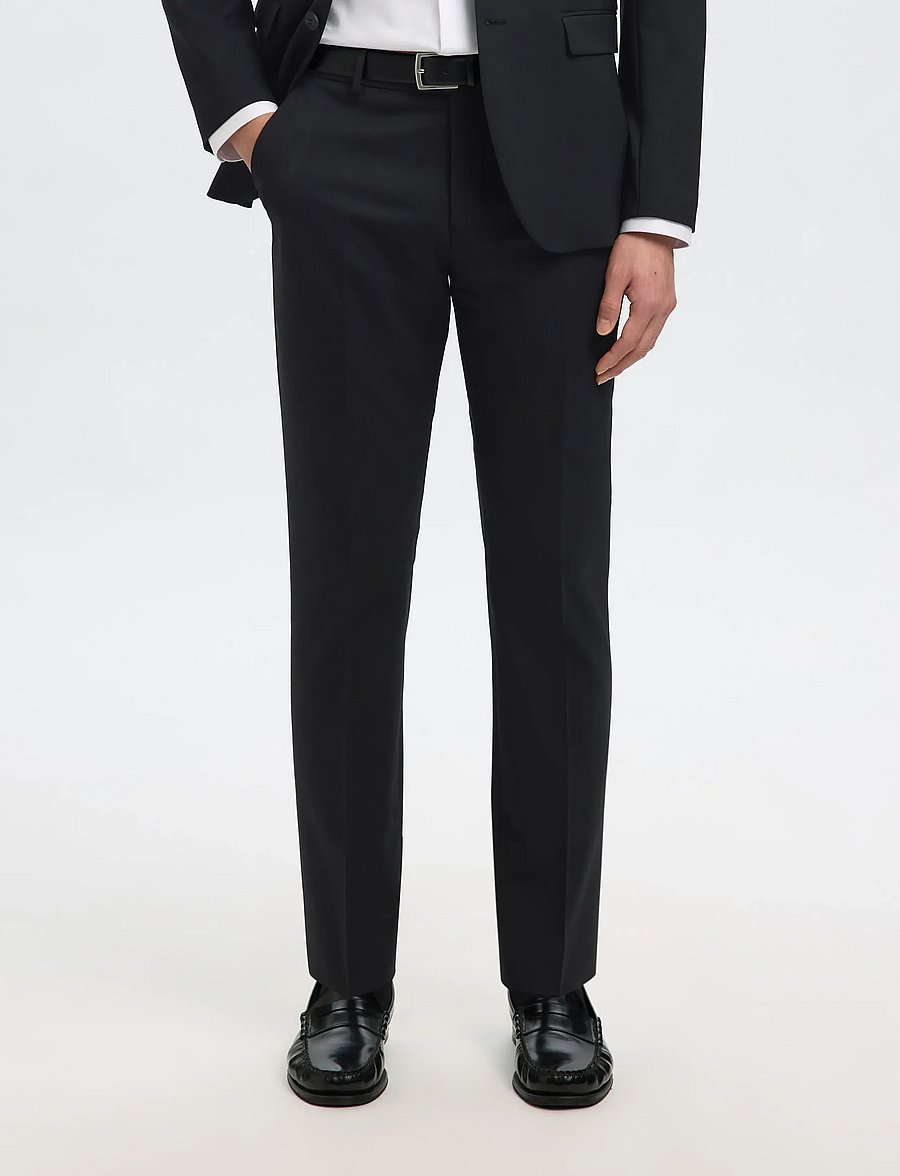 Selected - SLMSLIM-THEO WOOL BLEND TRS FLEX NOOS - habitbukser - black - 0