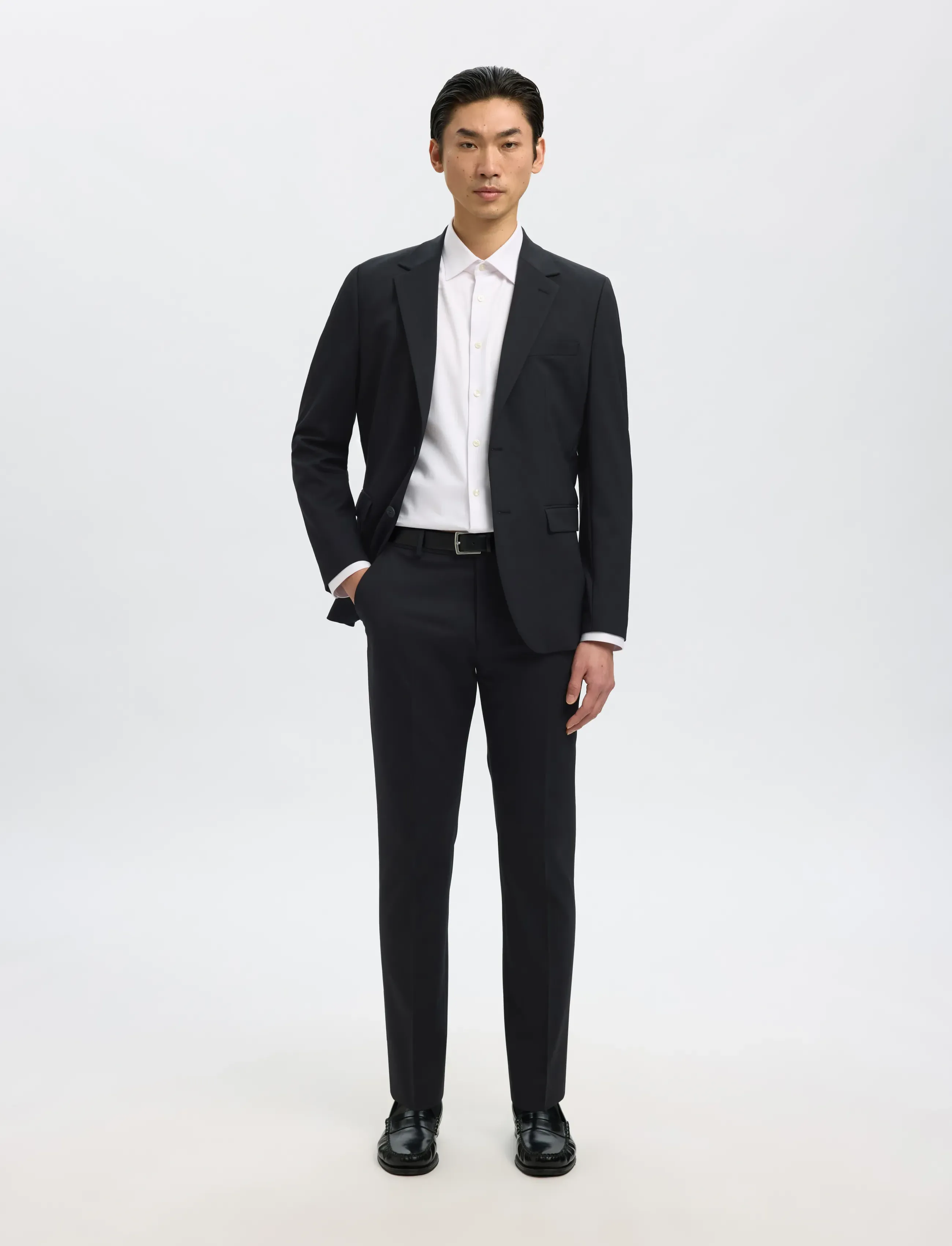 Selected - SLMSLIM-THEO WOOL BLEND TRS FLEX NOOS - habitbukser - black - 3