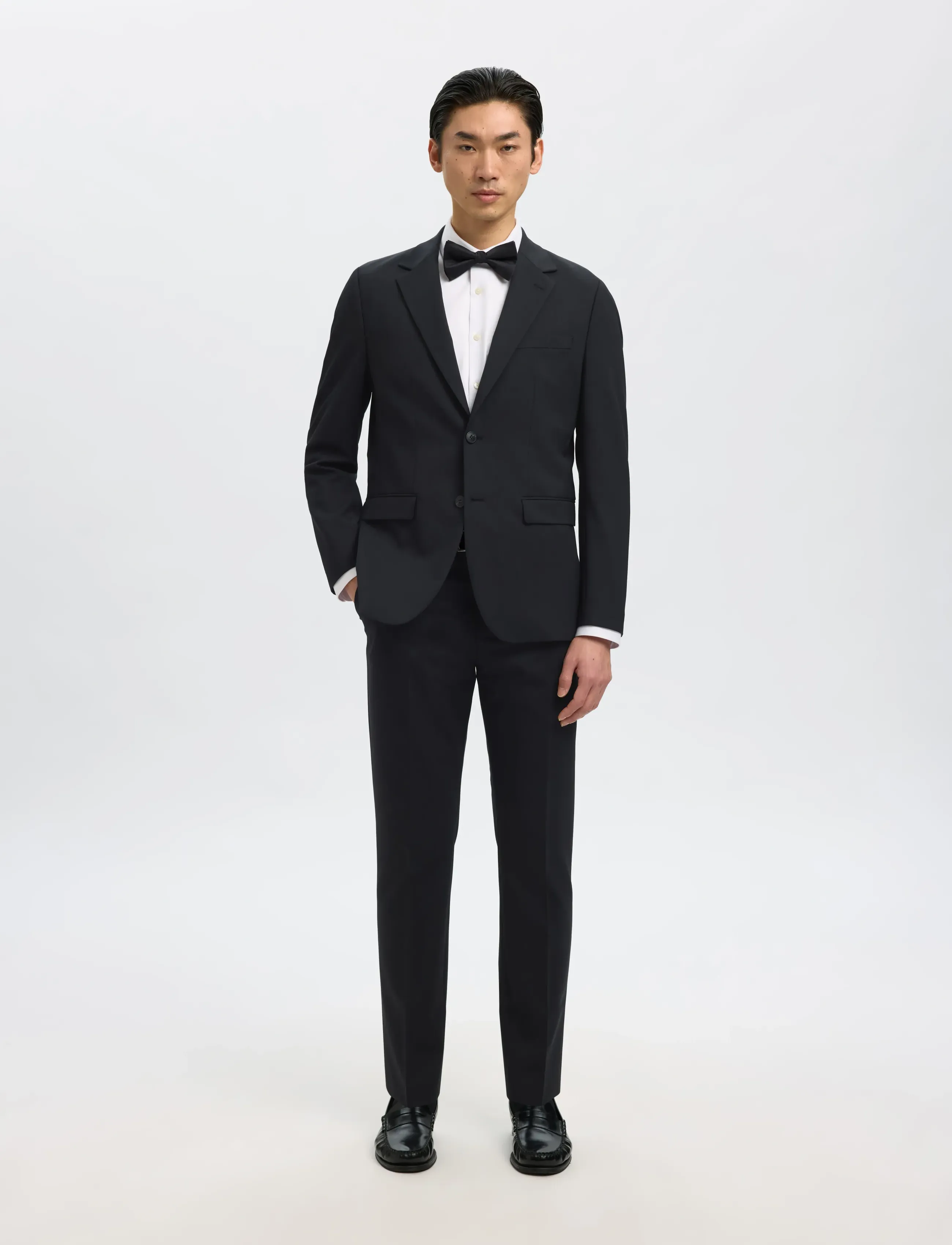 Selected - SLMSLIM-THEO WOOL BLEND TRS FLEX NOOS - habitbukser - black - 5