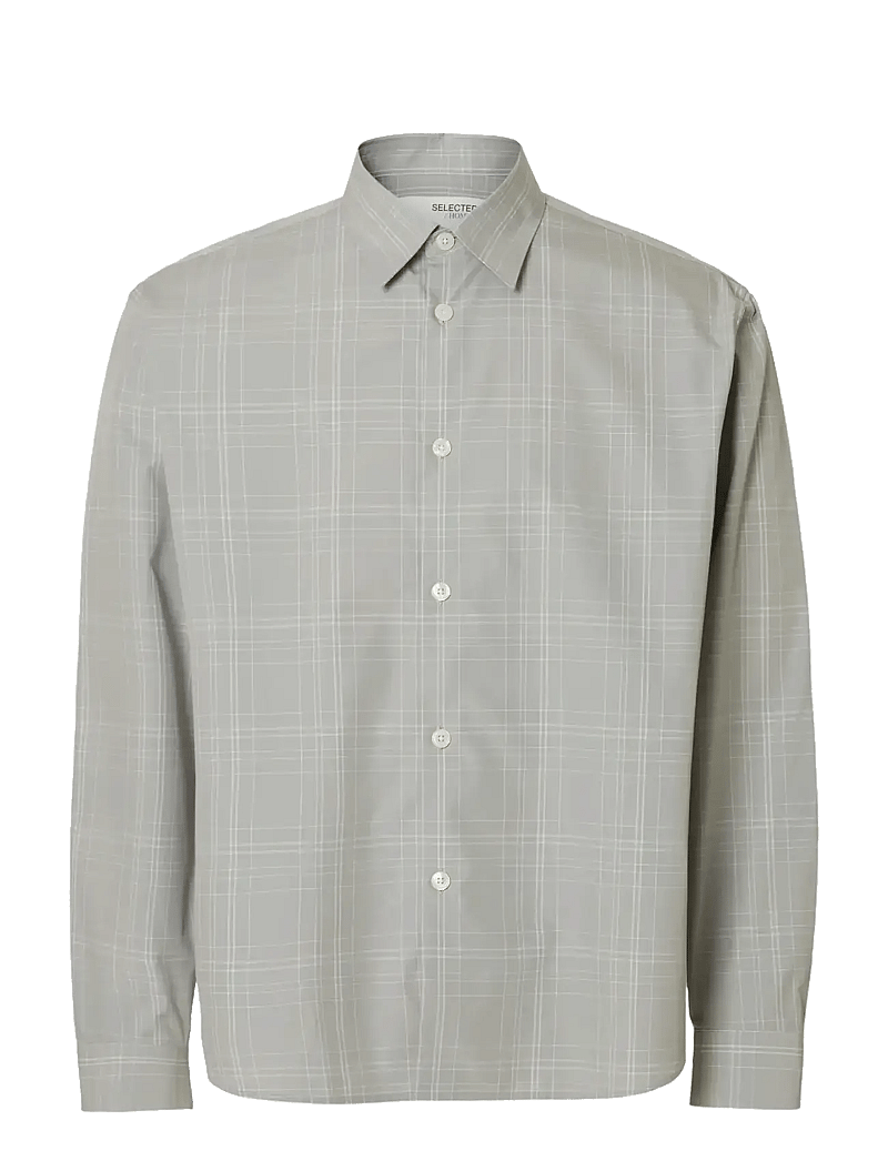 Selected - SLHCTMBEN CHECK LS SHIRT - rutiga skjortor - ghost gray - 1