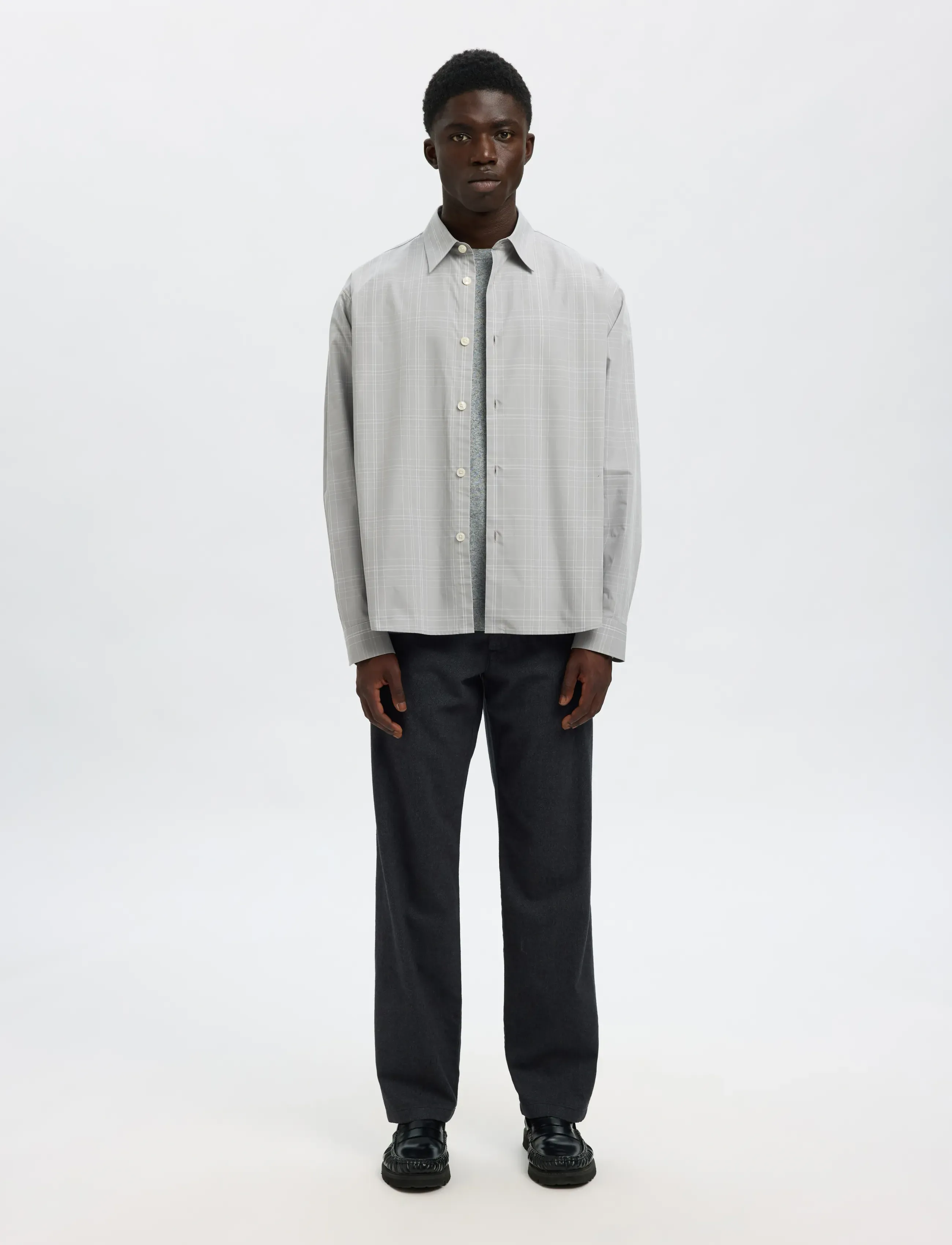 Selected - SLHCTMBEN CHECK LS SHIRT - ruutupaidat - ghost gray - 3