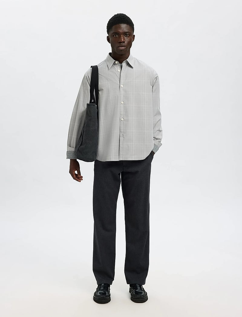 Selected - SLHCTMBEN CHECK LS SHIRT - rutiga skjortor - ghost gray - 5