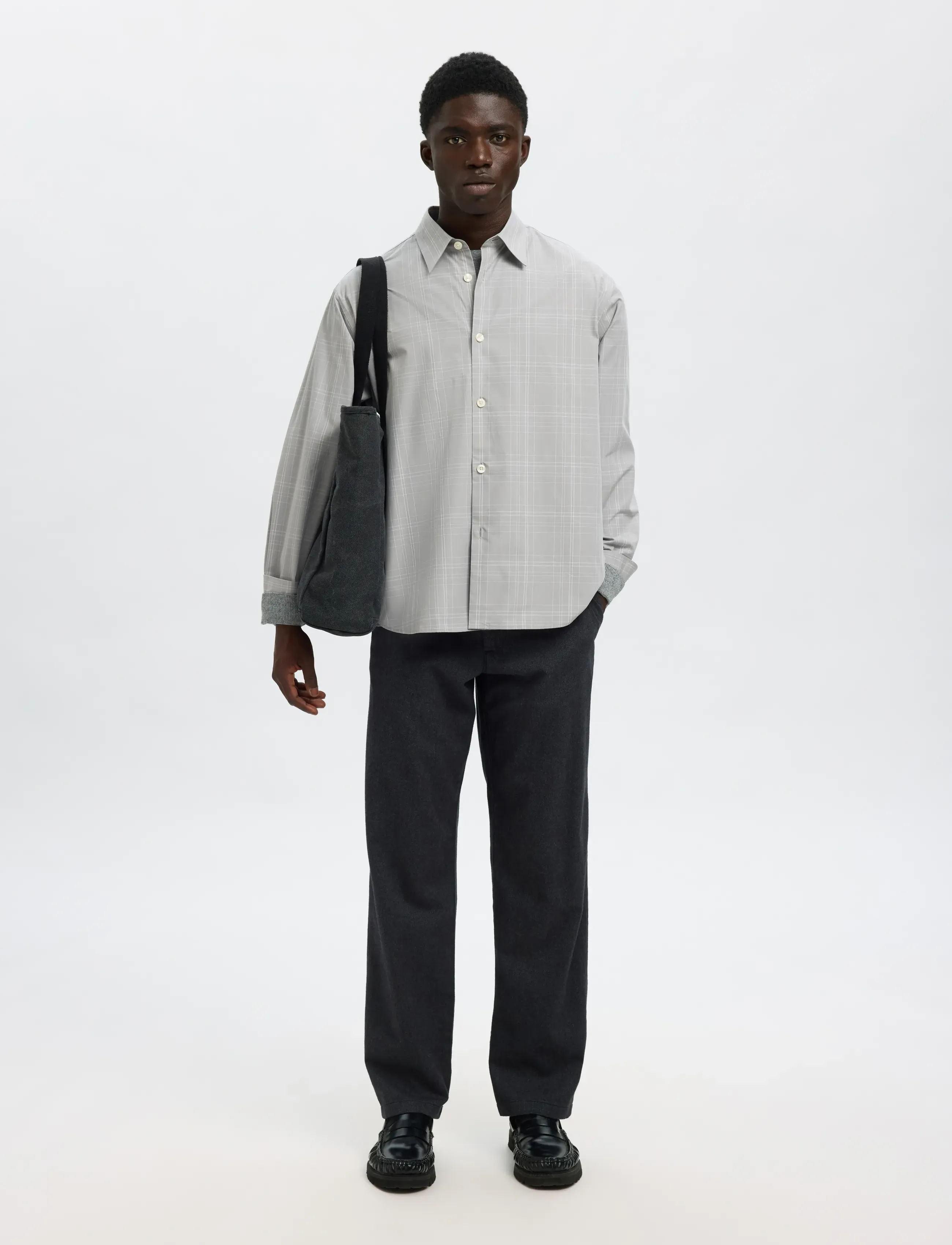Selected - SLHCTMBEN CHECK LS SHIRT - ruutupaidat - ghost gray - 5