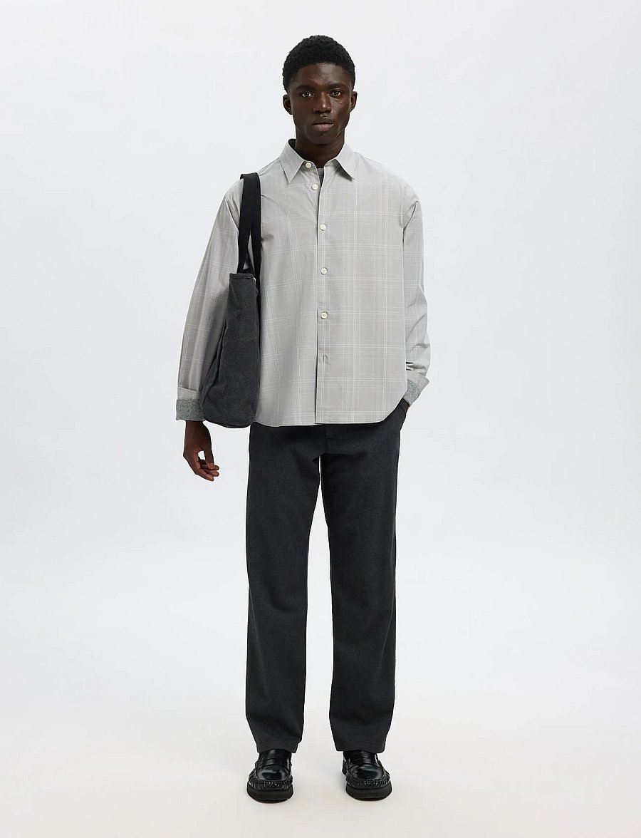 Selected - SLHCTMBEN CHECK LS SHIRT - ruutupaidat - ghost gray - 5