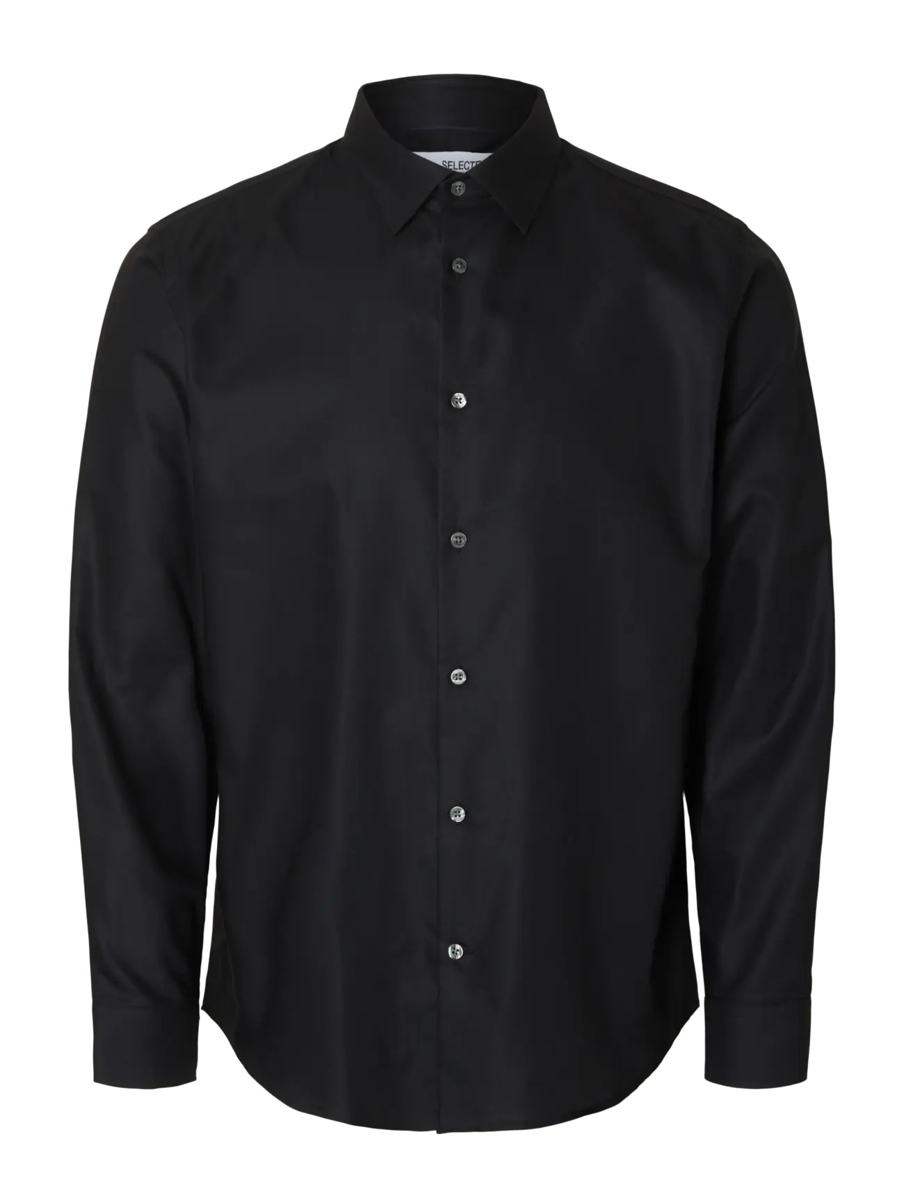 Selected SLMSLIMCLARK SHIRT LS NOOS - T-shirts - BLACK / black