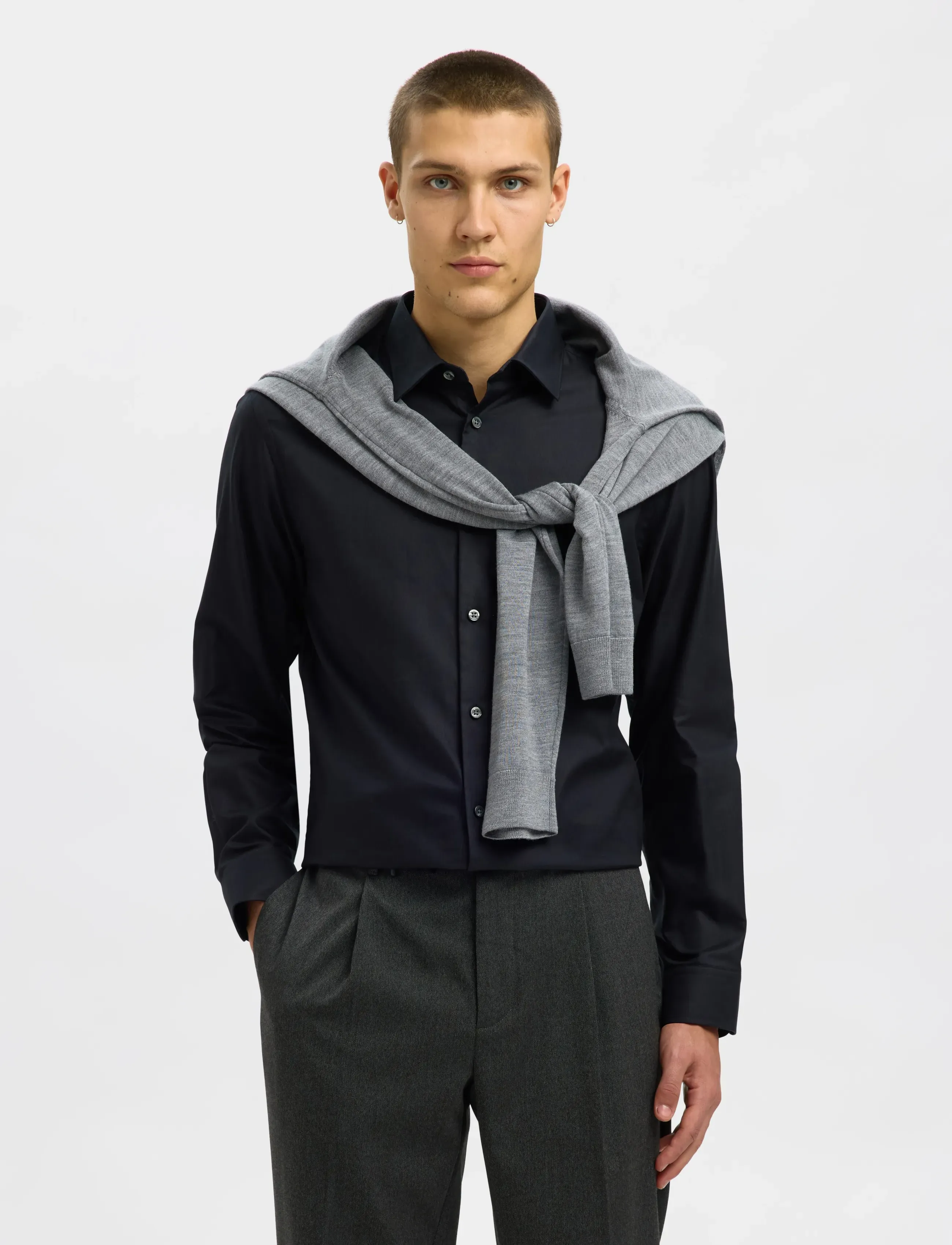 Selected - SLMSLIMCLARK SHIRT LS NOOS - oxford skjorter - black - 4