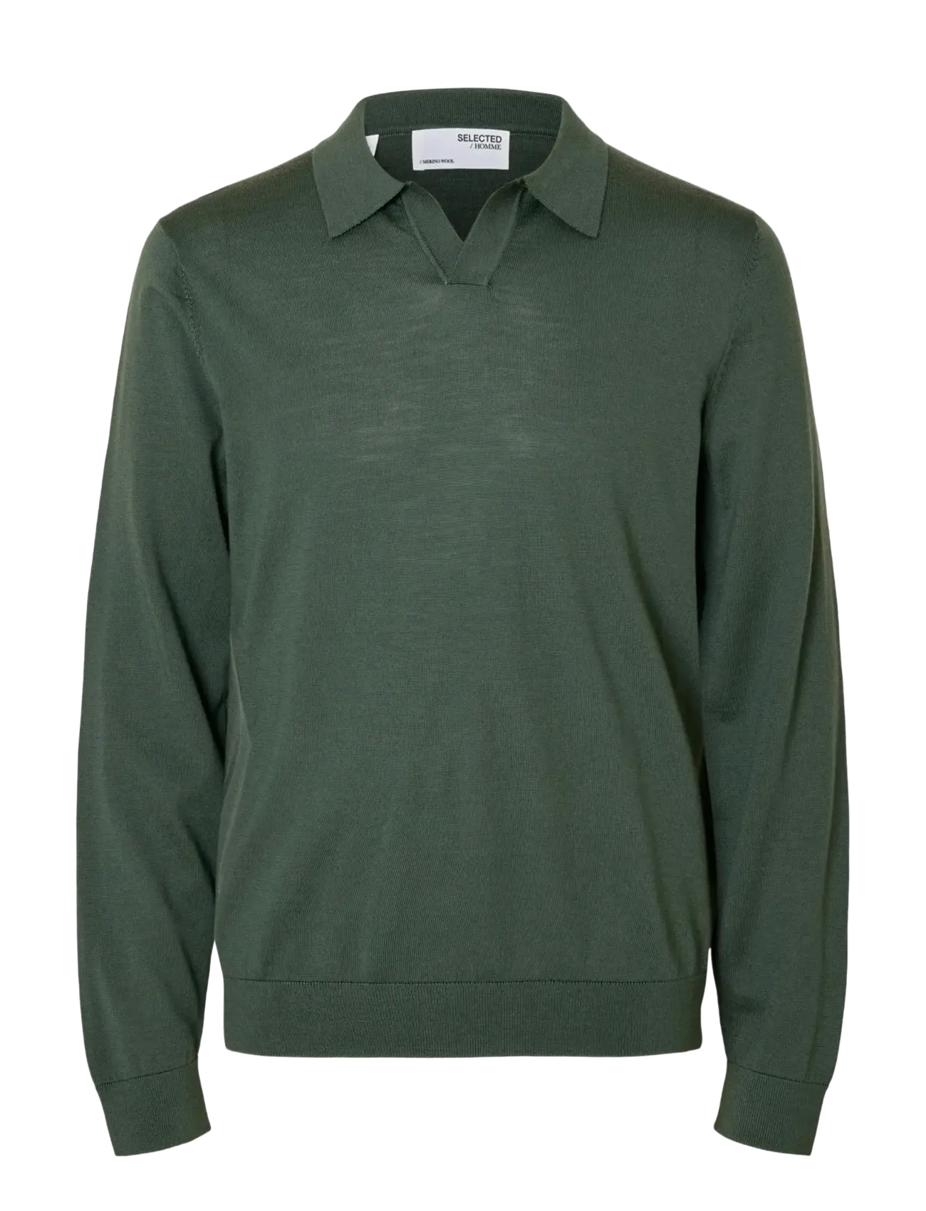 Selected SLHTRAY LS KNIT MERINO OPEN POLO - Tøj - DEEP FOREST / green