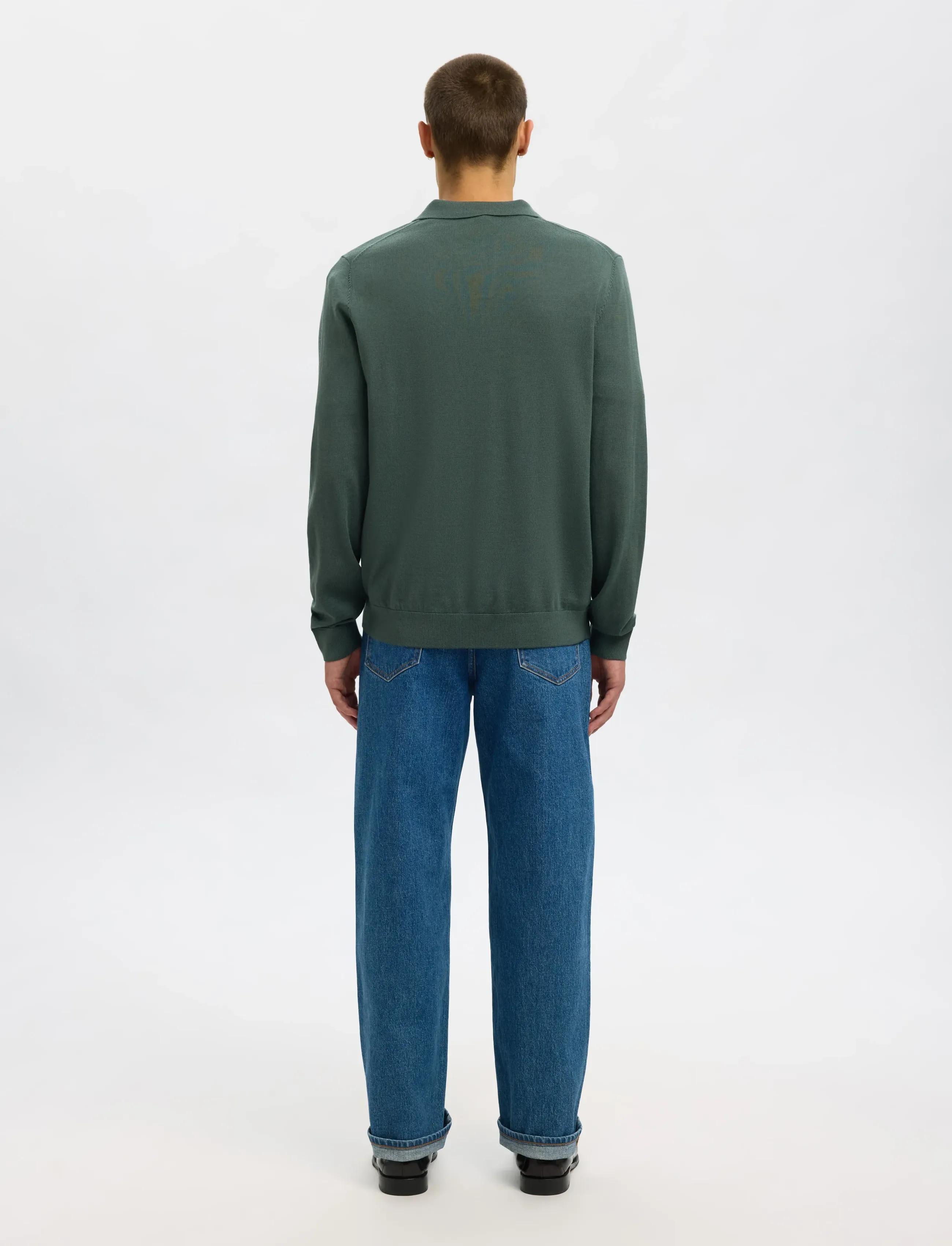 Selected - SLHTRAY LS KNIT MERINO OPEN POLO - långärmade stickade pikétröjor - deep forest - 2