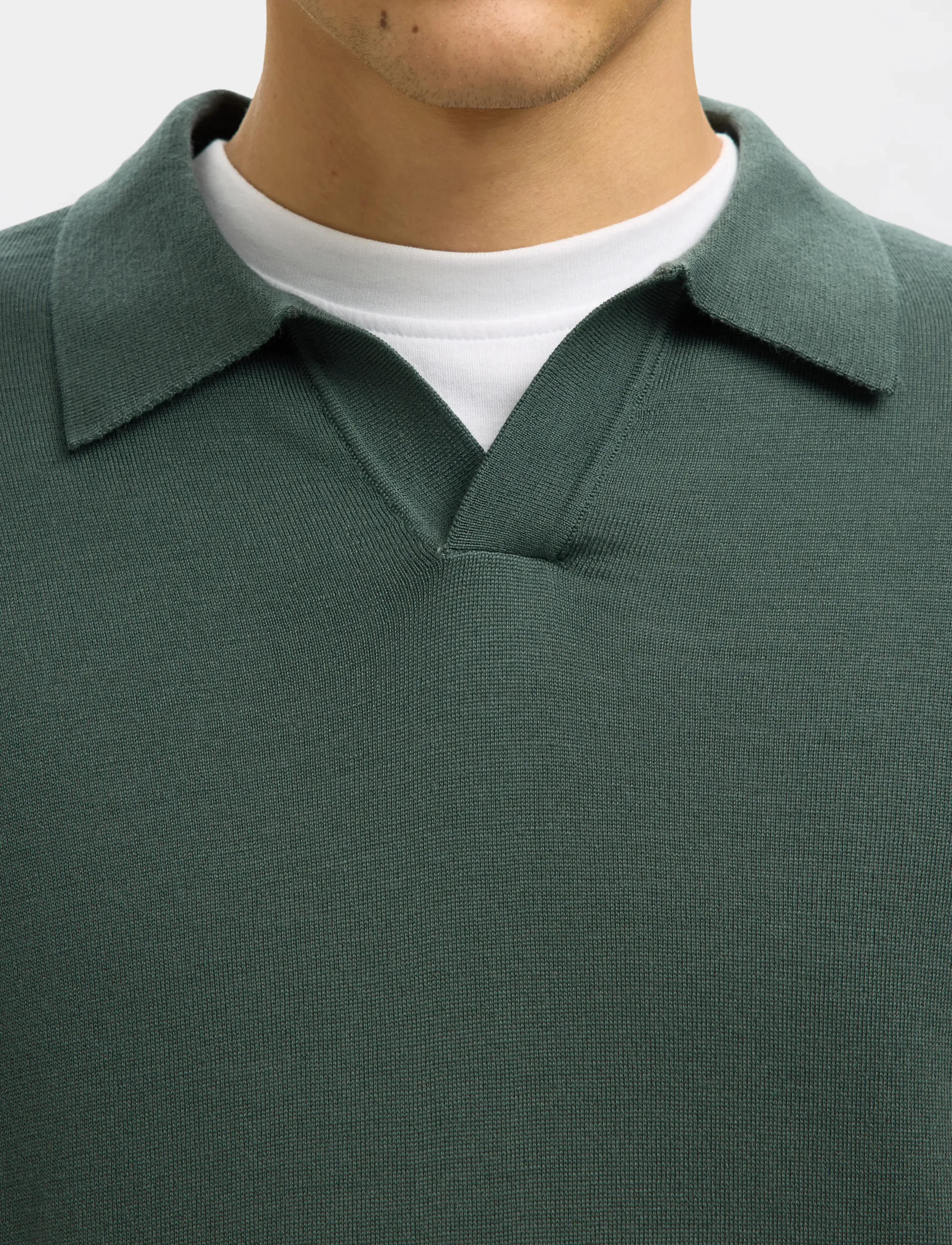 Selected - SLHTRAY LS KNIT MERINO OPEN POLO - långärmade stickade pikétröjor - deep forest - 3