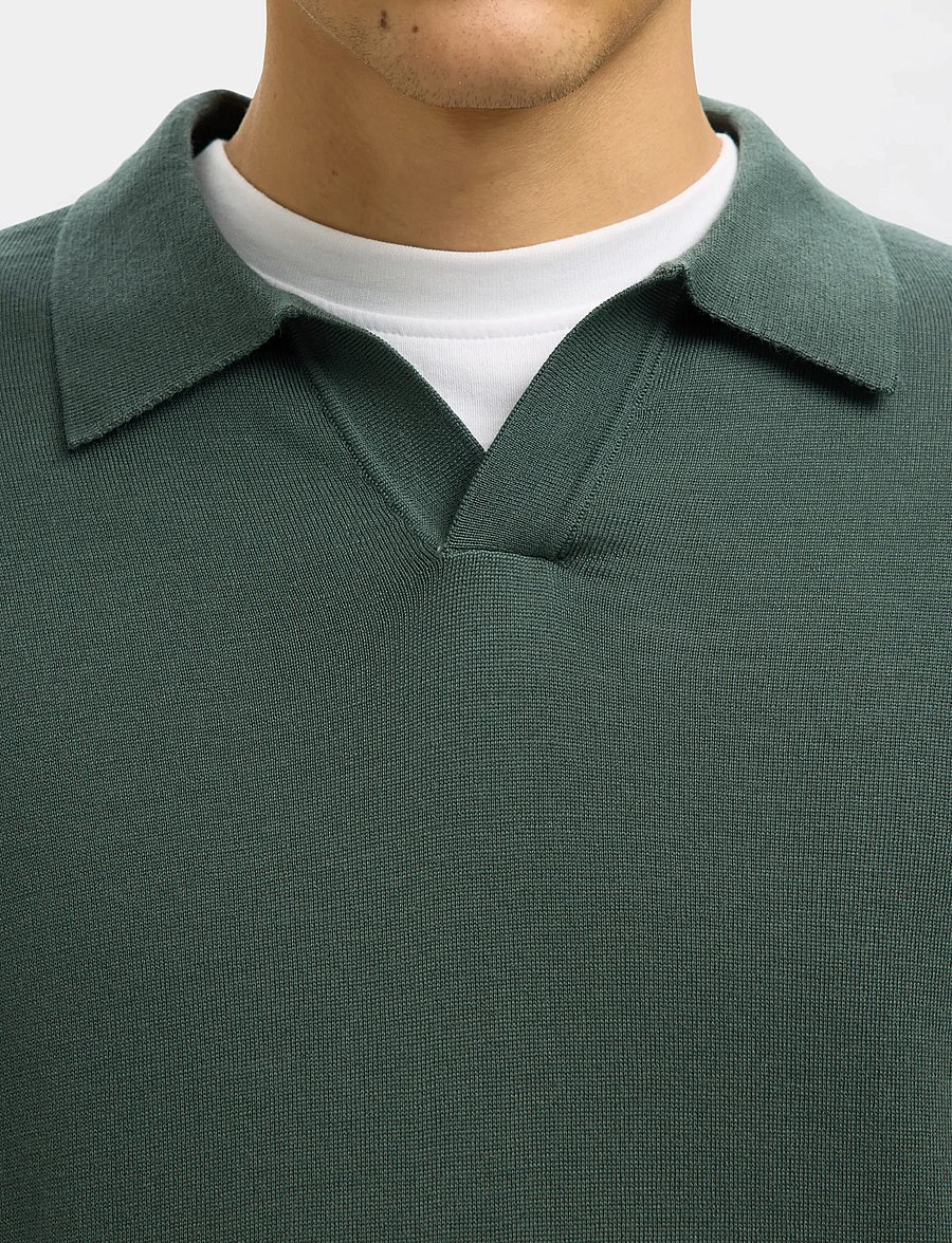 Selected - SLHTRAY LS KNIT MERINO OPEN POLO - long-sleeved knitted polos - deep forest - 3