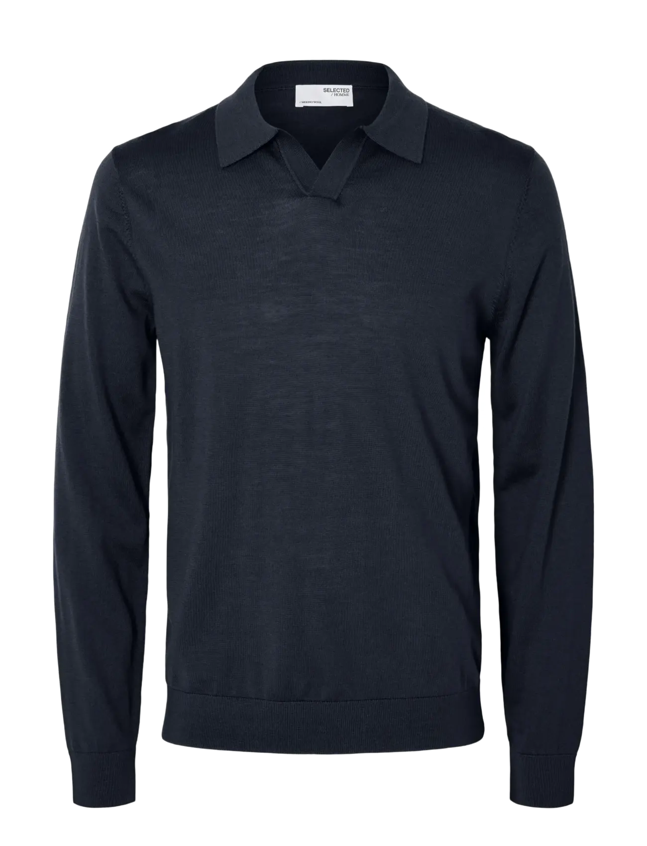 Selected SLHTRAY LS KNIT MERINO OPEN POLO - Strickmode - NAVY BLAZER / navy