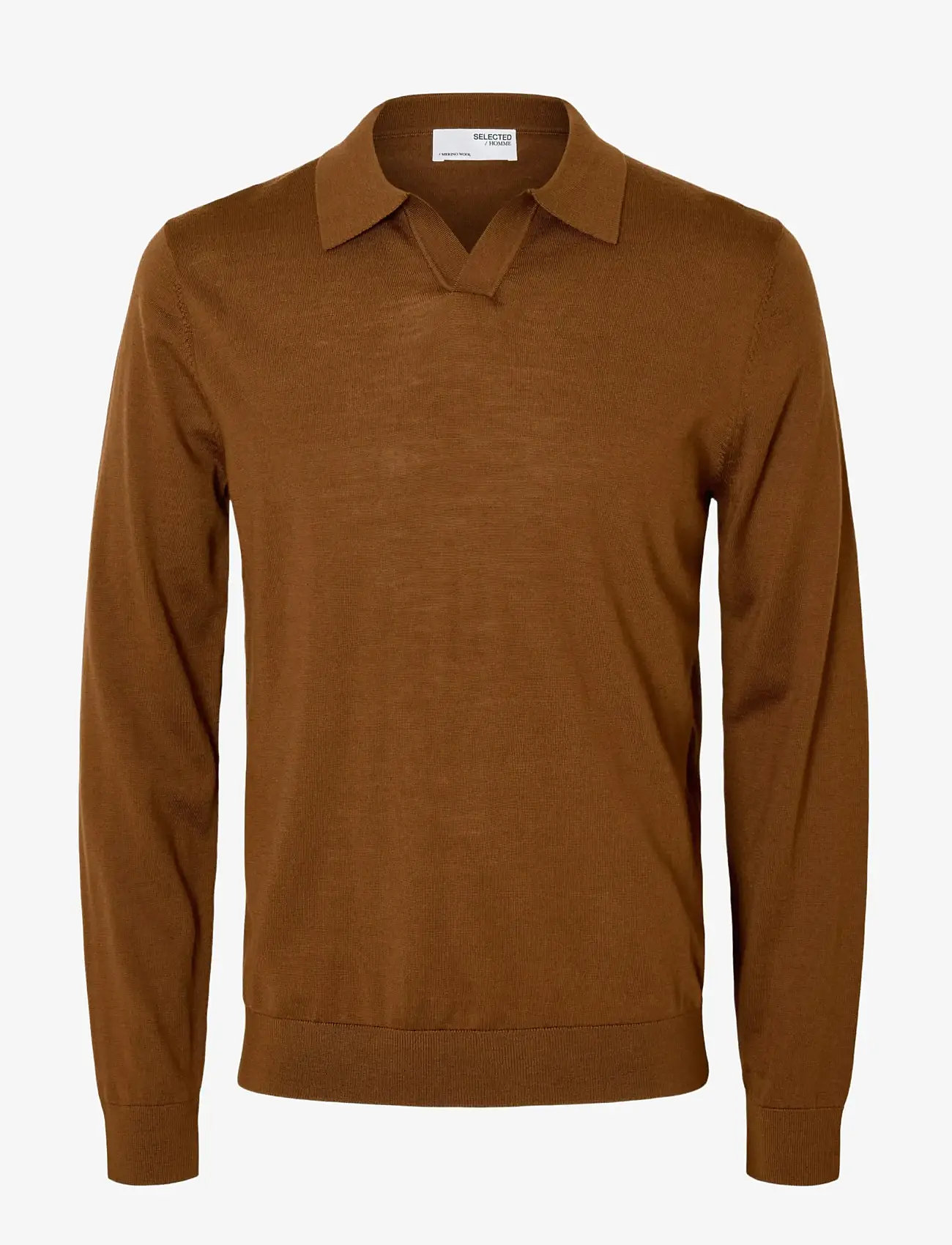 Selected - SLHTRAY LS KNIT MERINO OPEN POLO - polostrik - soft silt - 1