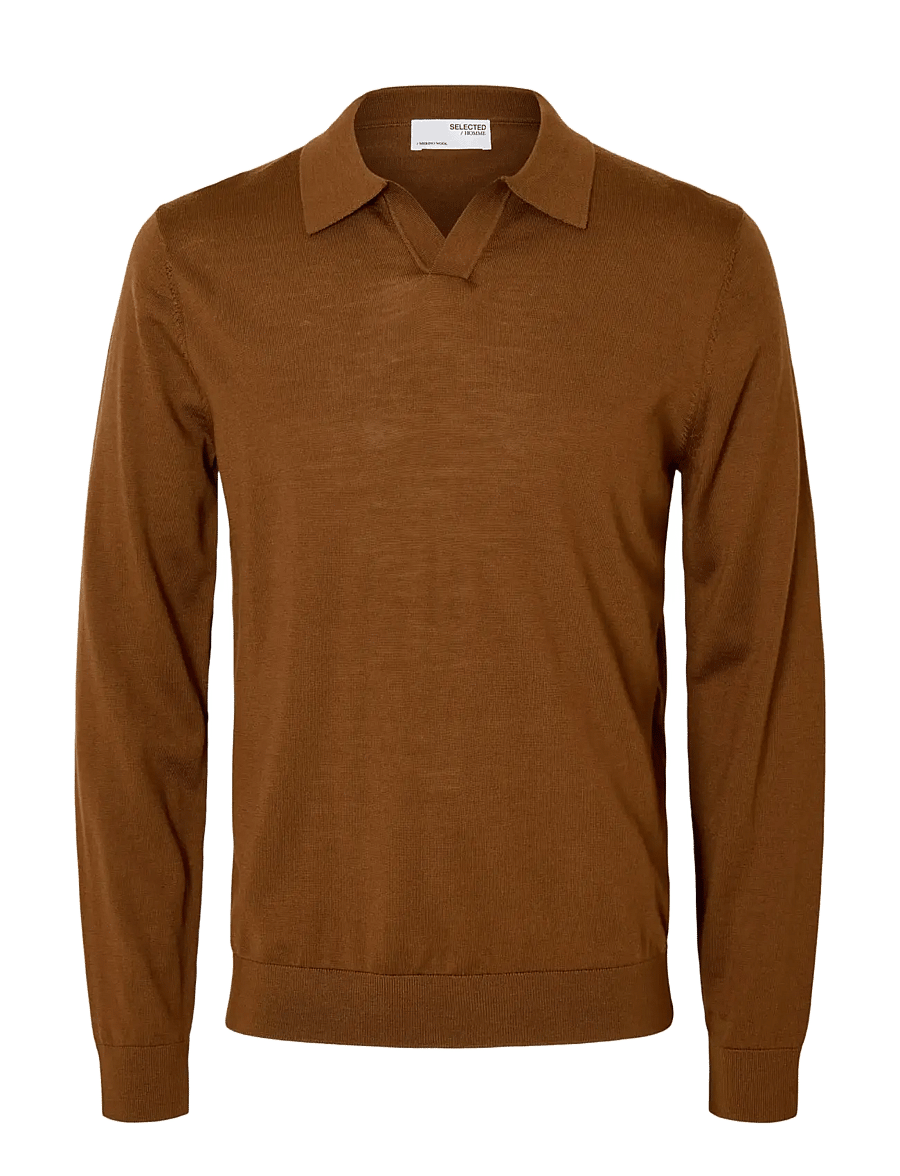 Selected - SLHTRAY LS KNIT MERINO OPEN POLO - long-sleeved knitted polos - soft silt - 1