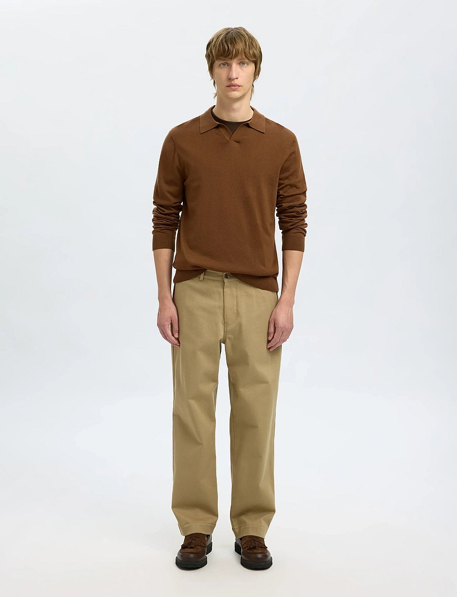 Selected - SLHTRAY LS KNIT MERINO OPEN POLO - long-sleeved knitted polos - soft silt - 3