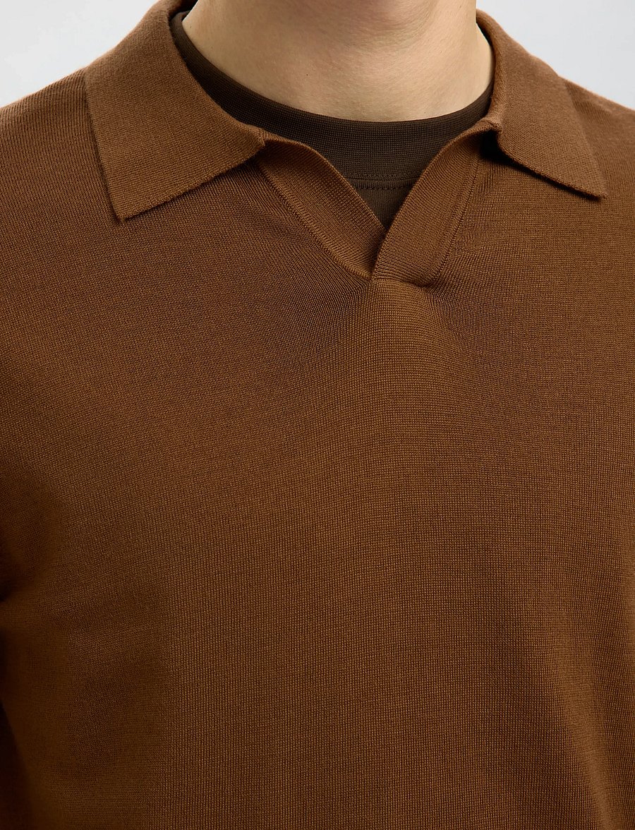 Selected - SLHTRAY LS KNIT MERINO OPEN POLO - long-sleeved knitted polos - soft silt - 4