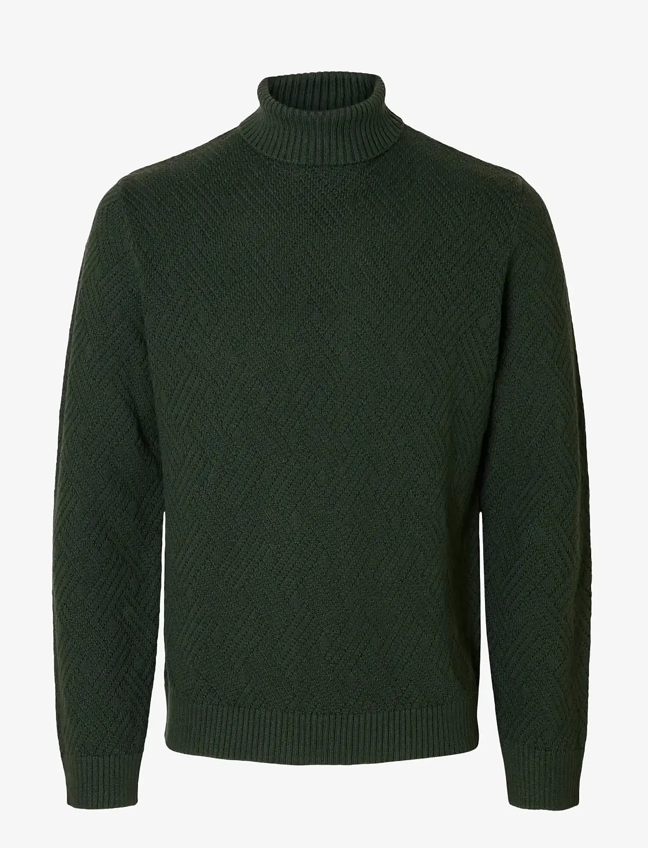 Selected - SLHTREVOR LS KNIT STRUCTURE ROLL NECK - laveste priser - deep forest - 1