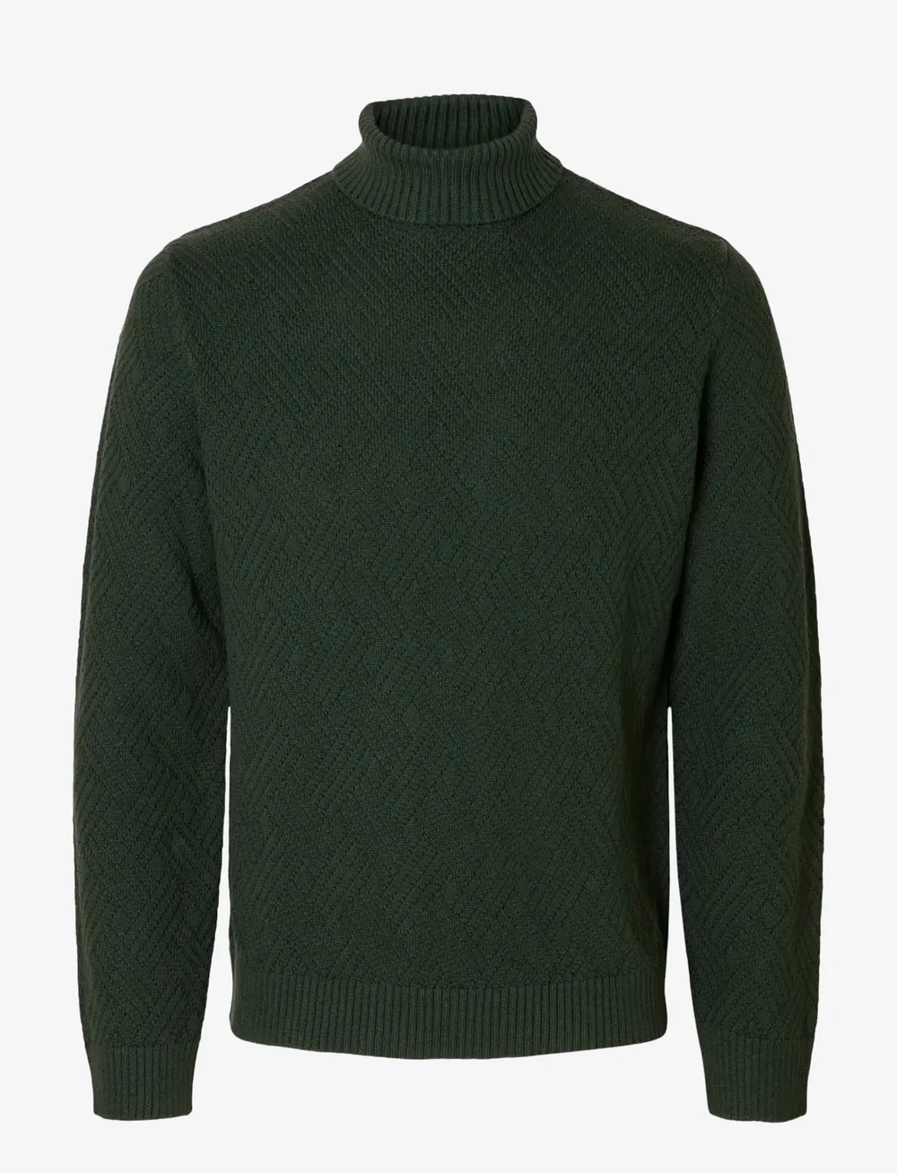 Selected - SLHTREVOR LS KNIT STRUCTURE ROLL NECK - kõrge kaelusega džemprid - deep forest - 1