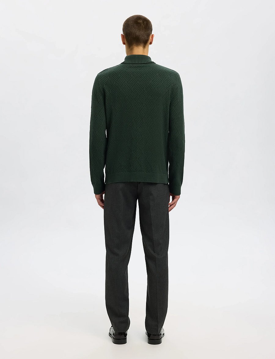 Selected - SLHTREVOR LS KNIT STRUCTURE ROLL NECK - rollkragenpullover - deep forest - 2