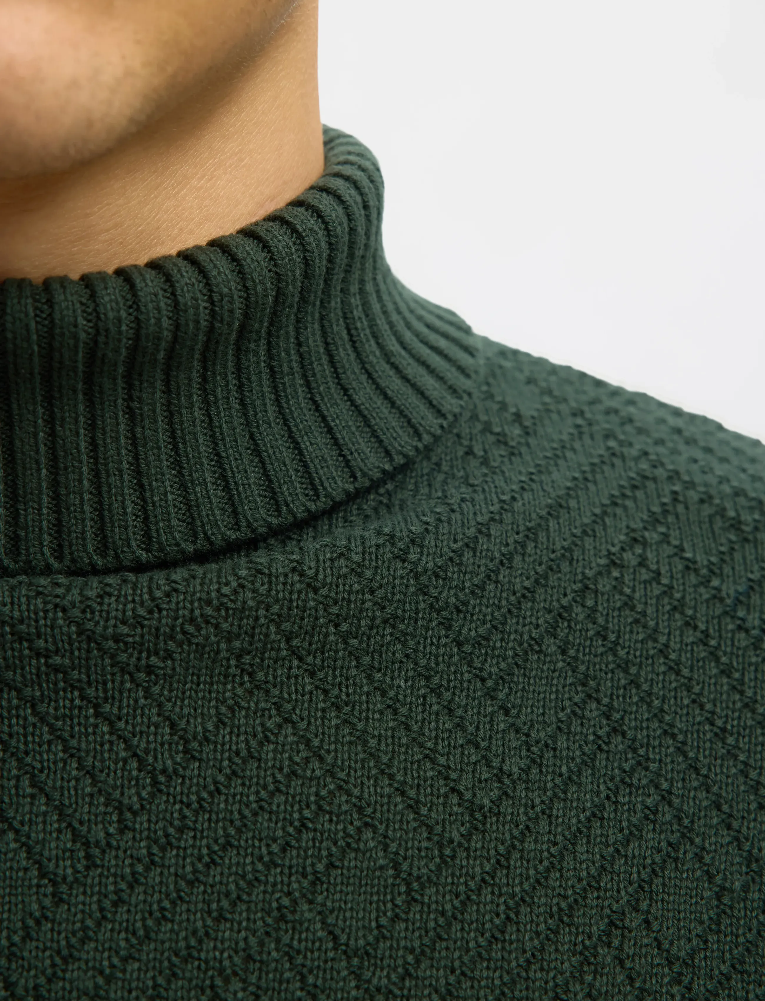Selected - SLHTREVOR LS KNIT STRUCTURE ROLL NECK - rullekraver - deep forest - 4