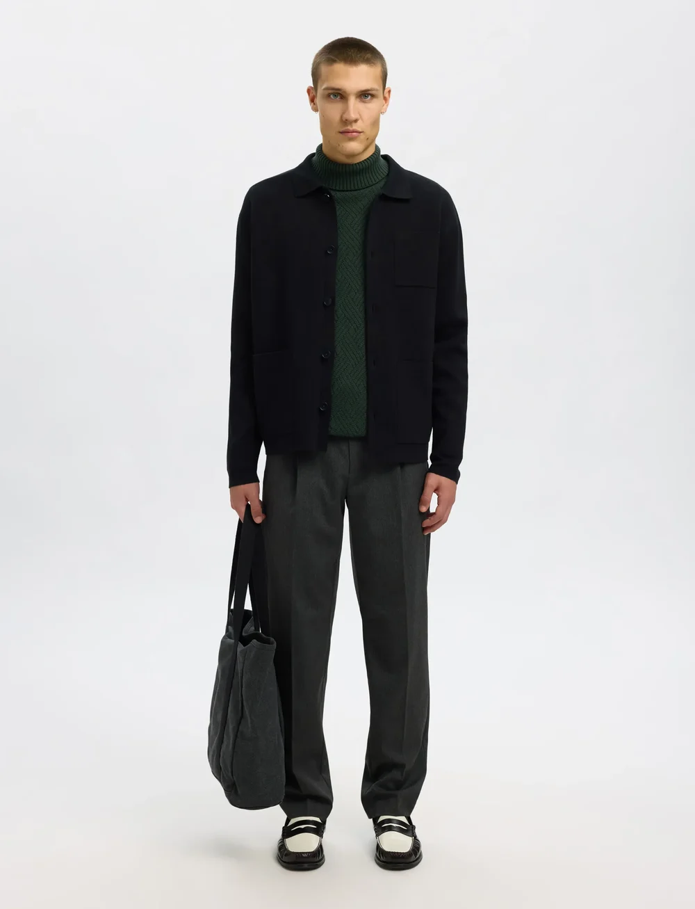 Selected - SLHTREVOR LS KNIT STRUCTURE ROLL NECK - kõrge kaelusega džemprid - deep forest - 5