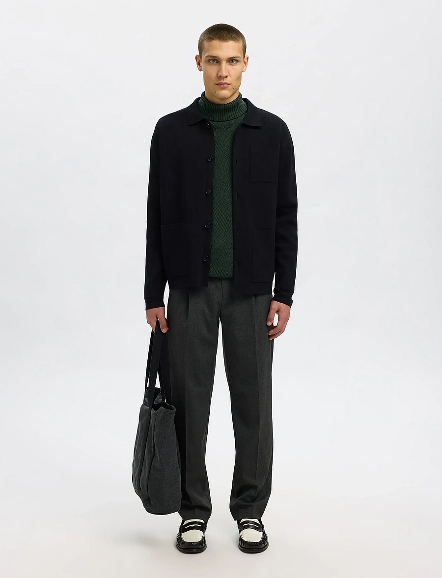 Selected - SLHTREVOR LS KNIT STRUCTURE ROLL NECK - rollkragenpullover - deep forest - 5