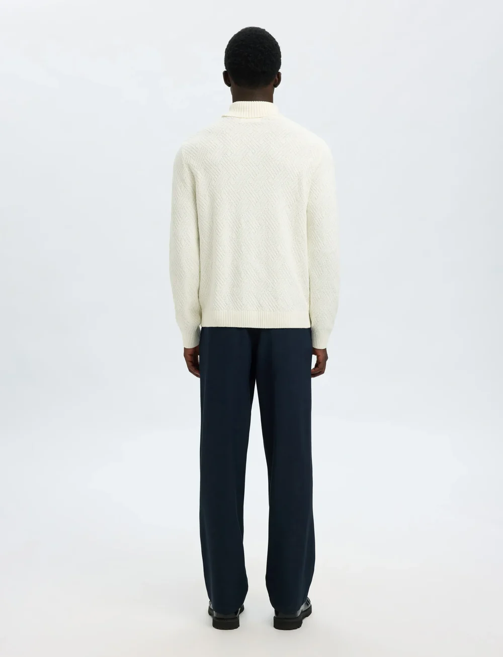 Selected - SLHTREVOR LS KNIT STRUCTURE ROLL NECK - rollkragen - egret - 2