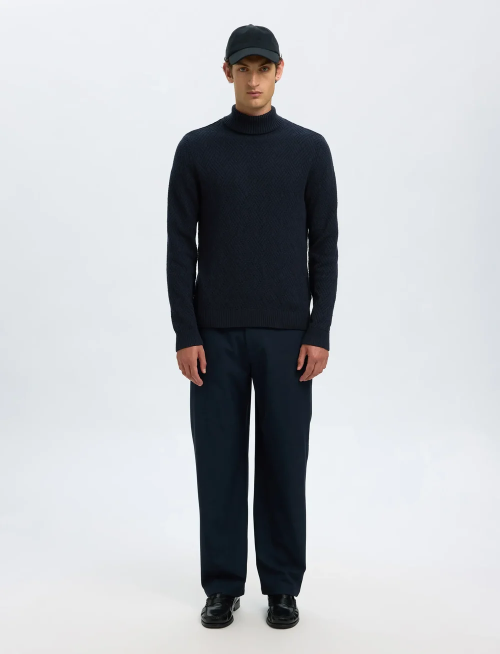 Selected - SLHTREVOR LS KNIT STRUCTURE ROLL NECK - kõrge kaelusega džemprid - sky captain - 4