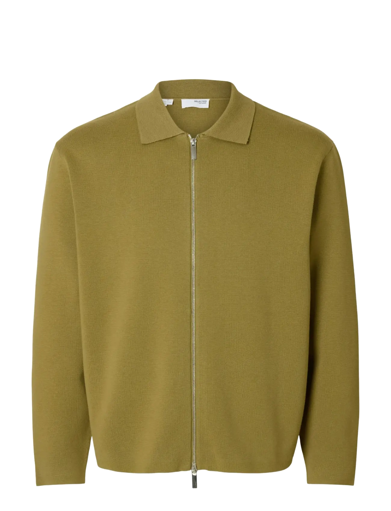 Selected SLHMIKE LIGHT LS KNIT FULL ZIP CARDIGAN - Pullover mit durchgehendem Reißverschluss - DRIED HERB / khaki/green