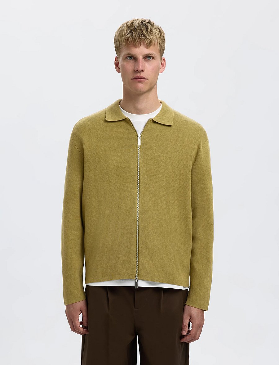 Selected - SLHMIKE LIGHT LS KNIT FULL ZIP CARDIGAN - full zip jumpers - dried herb - 0
