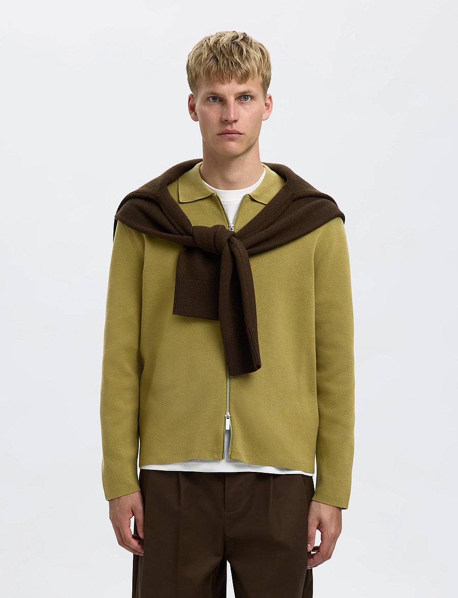Selected - SLHMIKE LIGHT LS KNIT FULL ZIP CARDIGAN - full zip jumpers - dried herb - 4