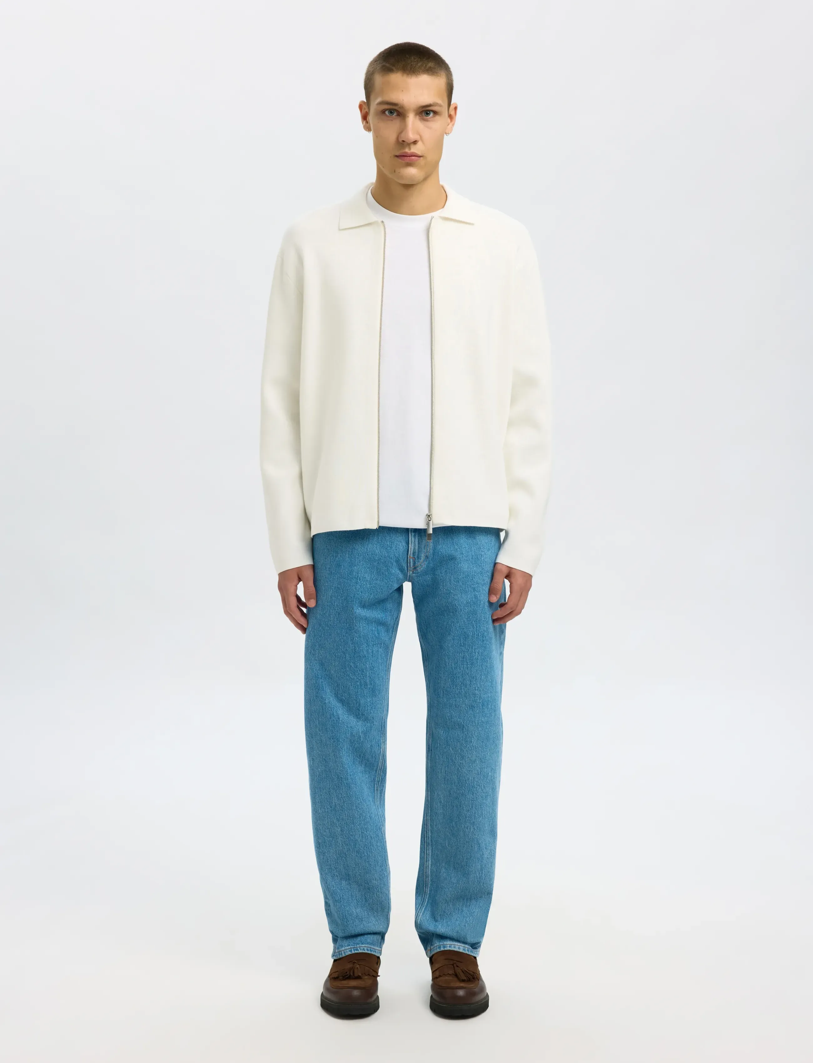 Selected - SLHMIKE LIGHT LS KNIT FULL ZIP CARDIGAN - fullzip strik - egret - 3