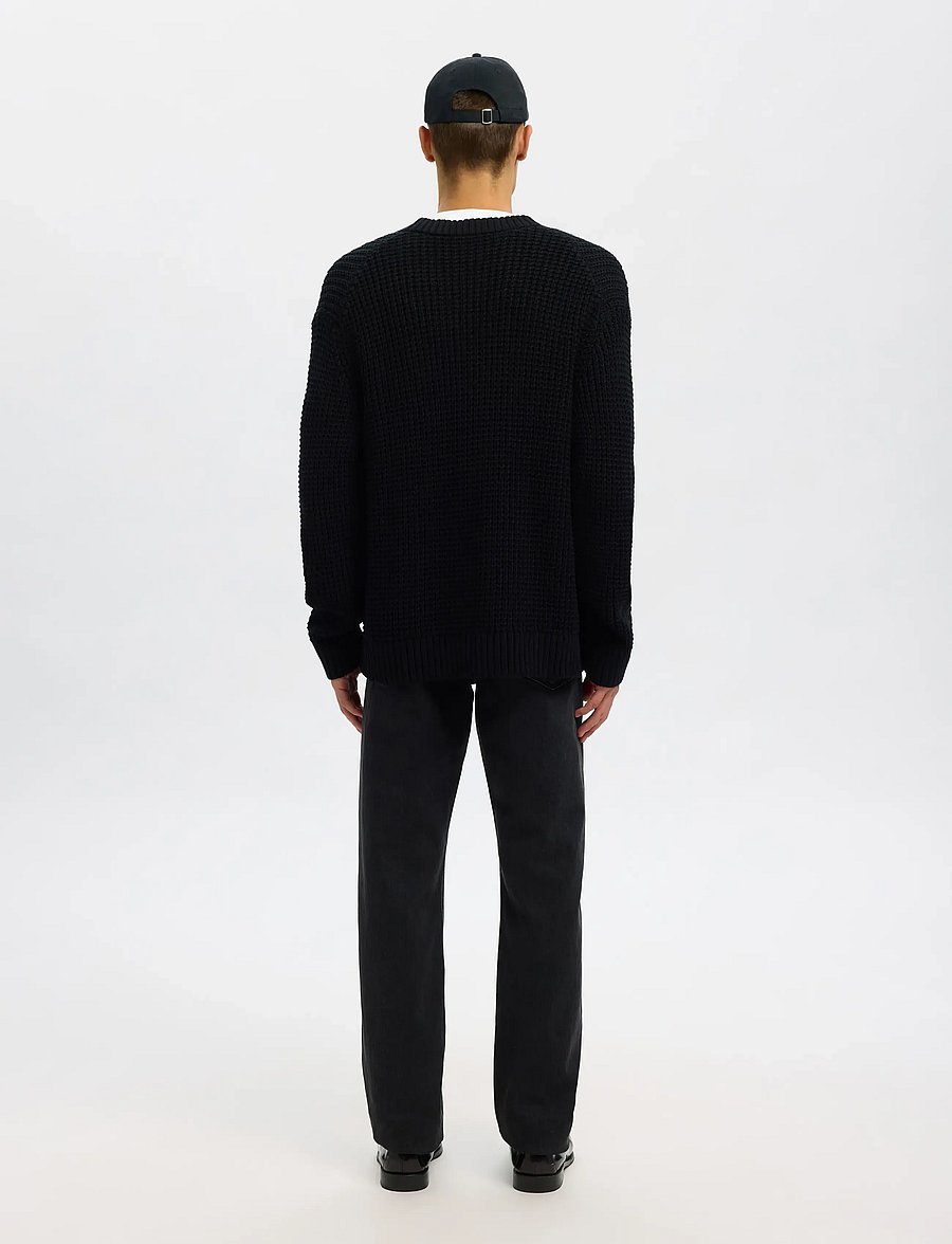 Selected - SLHDERECK LS KNIT STRUC RELAXED CARDIGAN - strickjacken - black - 2