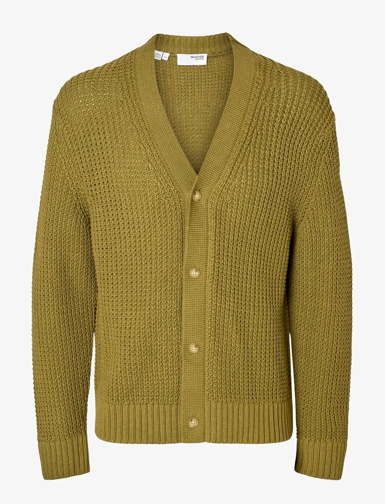 Selected - SLHDERECK LS KNIT STRUC RELAXED CARDIGAN - cardigans - dried herb - 1