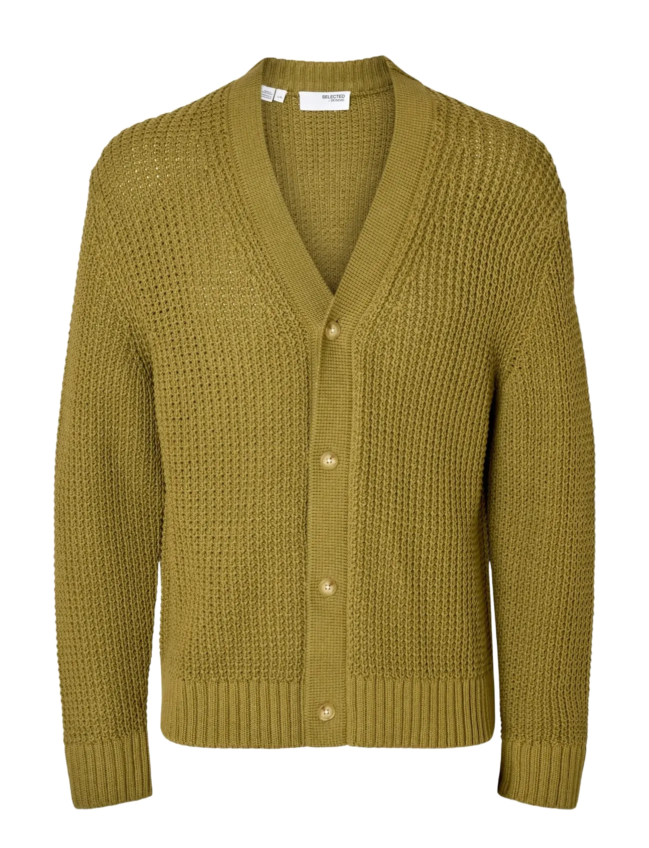 Selected SLHDERECK LS KNIT STRUC RELAXED CARDIGAN - Strickmode - DRIED HERB / khaki/green