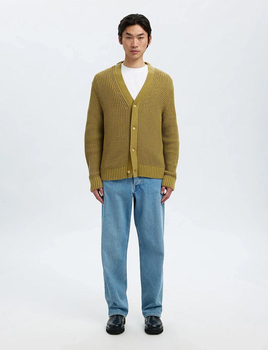 Selected - SLHDERECK LS KNIT STRUC RELAXED CARDIGAN - strickjacken - dried herb - 4