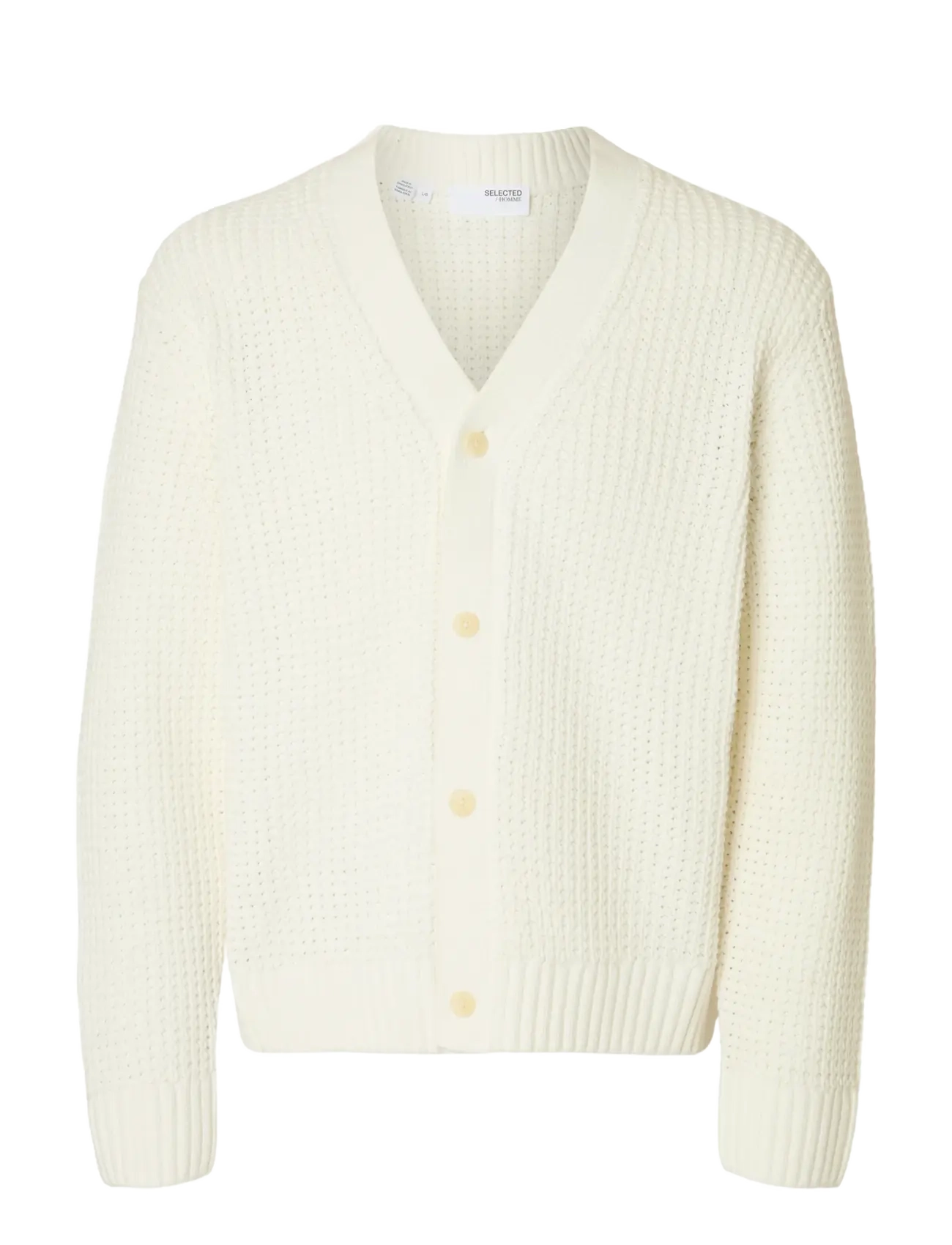 Selected SLHDERECK LS KNIT STRUC RELAXED CARDIGAN - Cardigans - EGRET / cream