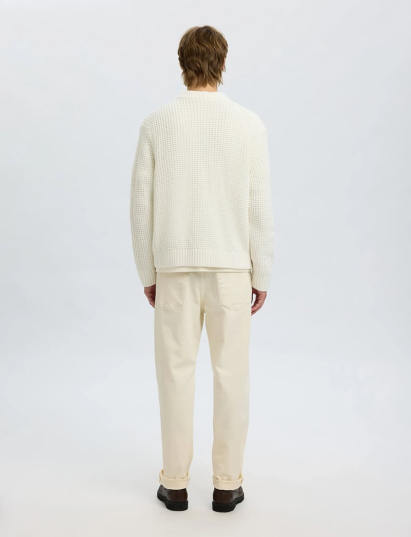 Selected - SLHDERECK LS KNIT STRUC RELAXED CARDIGAN - koftor - egret - 2