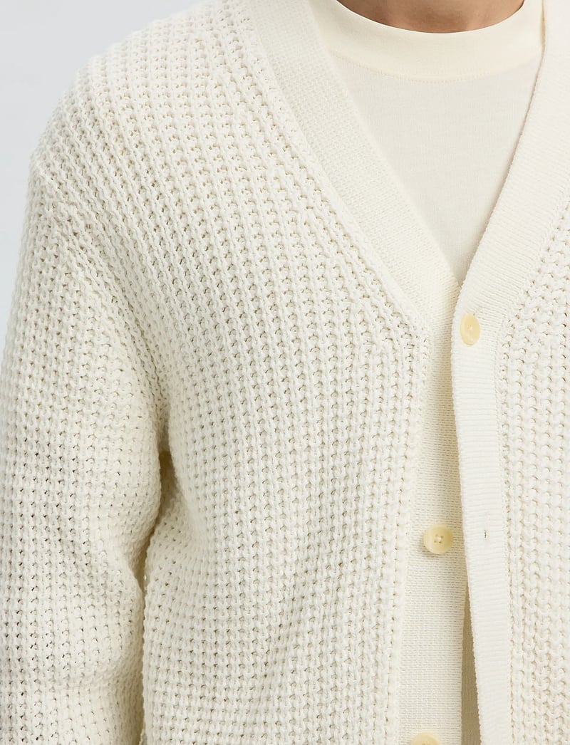 Selected - SLHDERECK LS KNIT STRUC RELAXED CARDIGAN - koftor - egret - 5