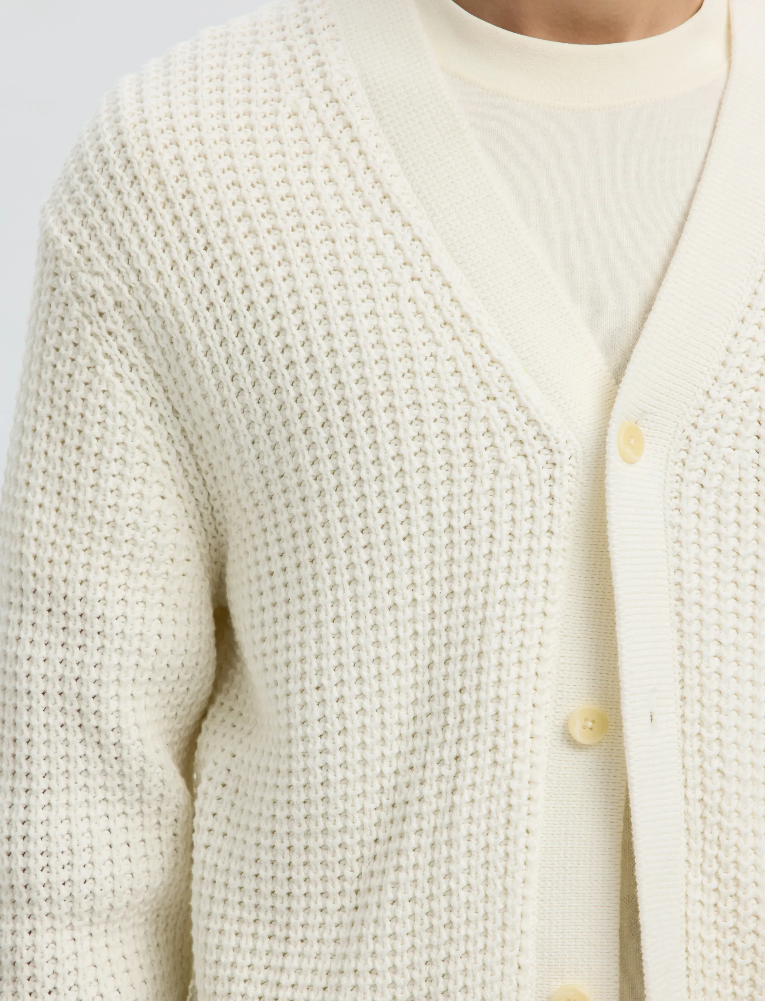 Selected - SLHDERECK LS KNIT STRUC RELAXED CARDIGAN - cardigans - egret - 5