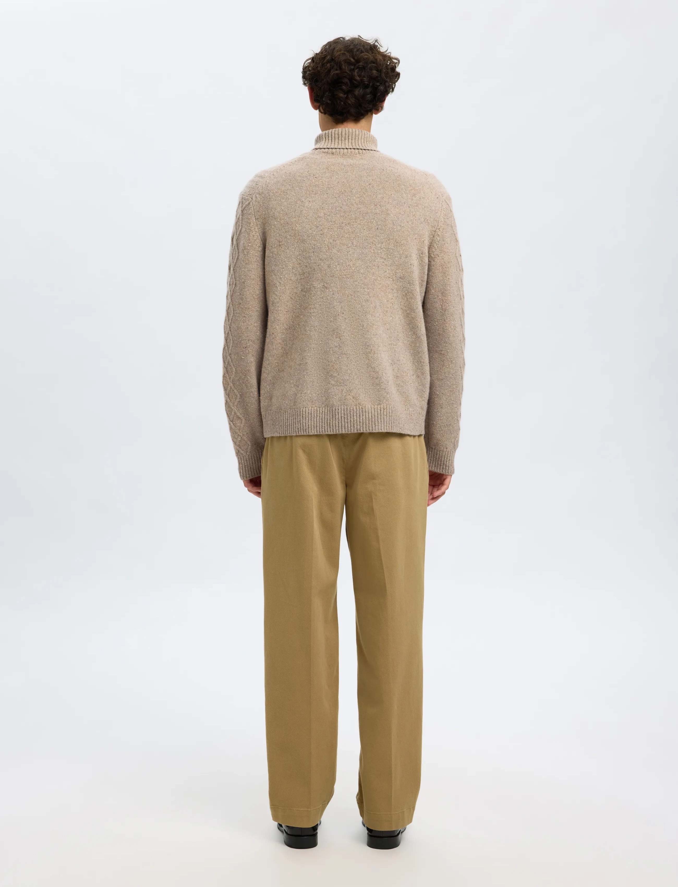 Selected - SLHNEIL LS KNIT RELAXED CABLE ROLL NECK - kõrge kaelusega džemprid - oatmeal - 2