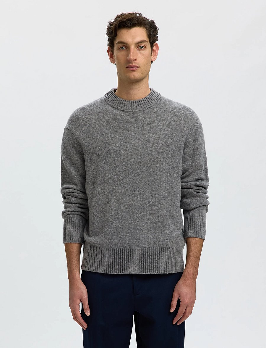 Selected - SLMCALLE CASHMERE BLEND CREW - rundhals - medium grey melange - 0