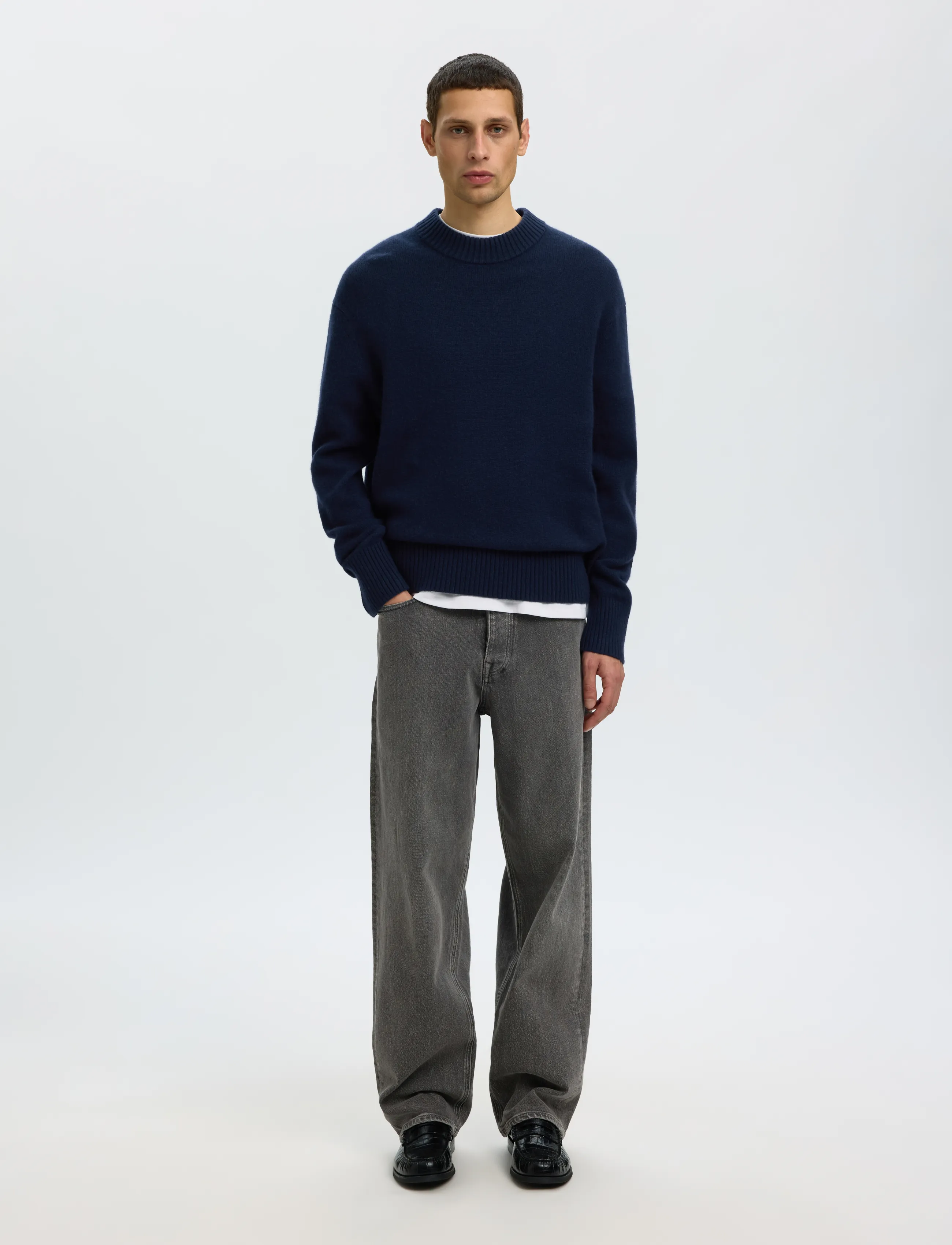 Selected - SLMCALLE CASHMERE BLEND CREW - navy blazer - 3